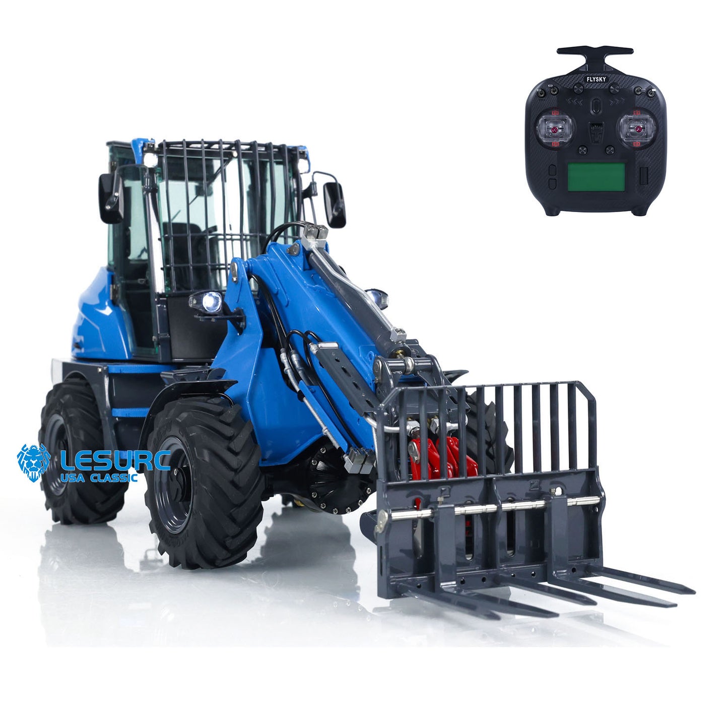 LESU AOUE AT1050 1/14 Metal 4X4 RC Hydraulic Telescopic Arm Loader Sound Light System Fork Bucket for Construction Vehicle Enthusiast