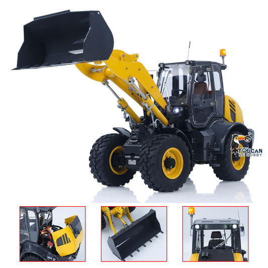 LESU 1/14 4X4 RC Hydraulic Loader Aoue WA100M-8 Metal Remote Control Construction Vehicle Model 4CH Valve Axle Lock Sound Light