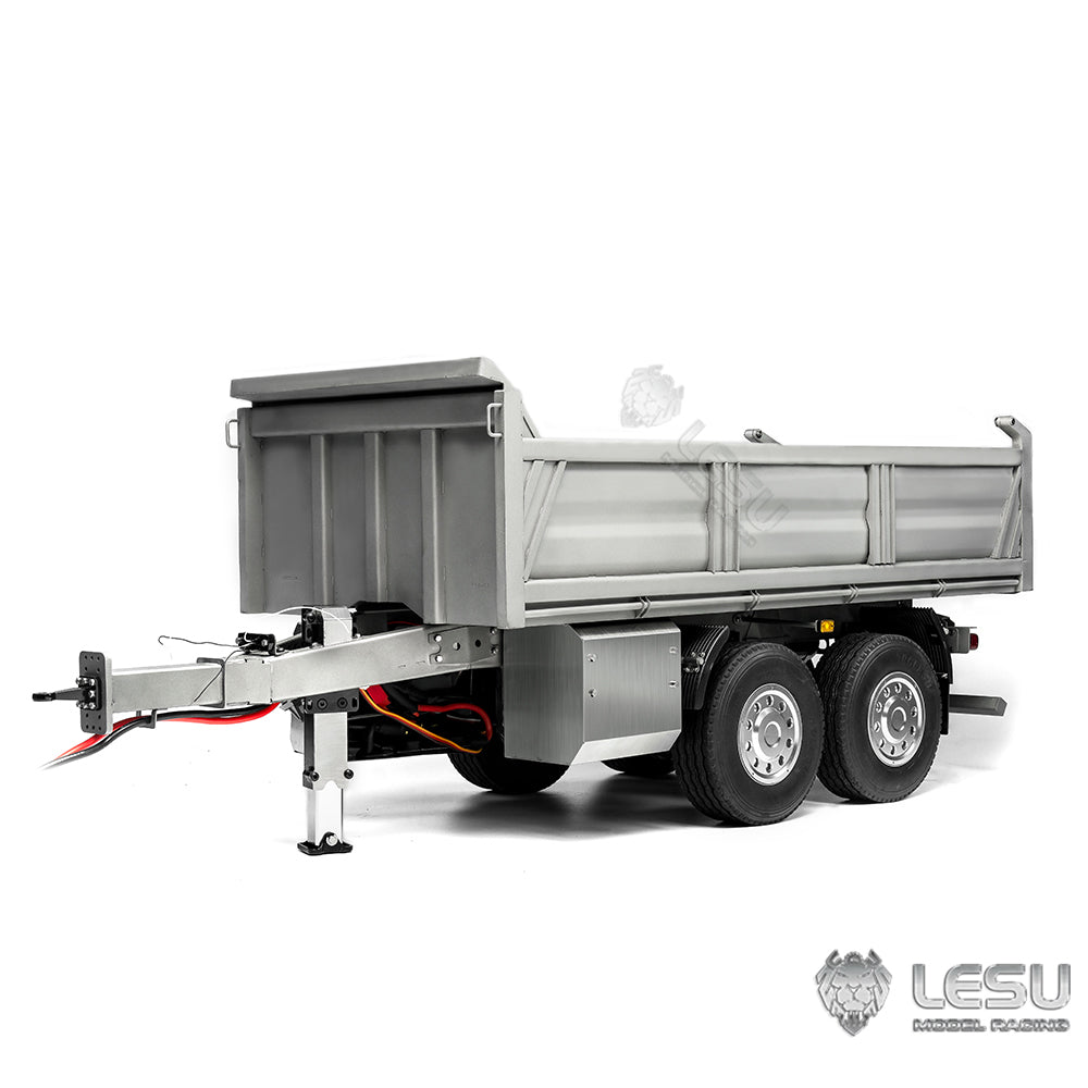 LESU 2-Axle Metal 1/14 RC Hydraulic Full Trailer Remote Control Self-dumping Truck Model DIY Car Optional Versions KIT