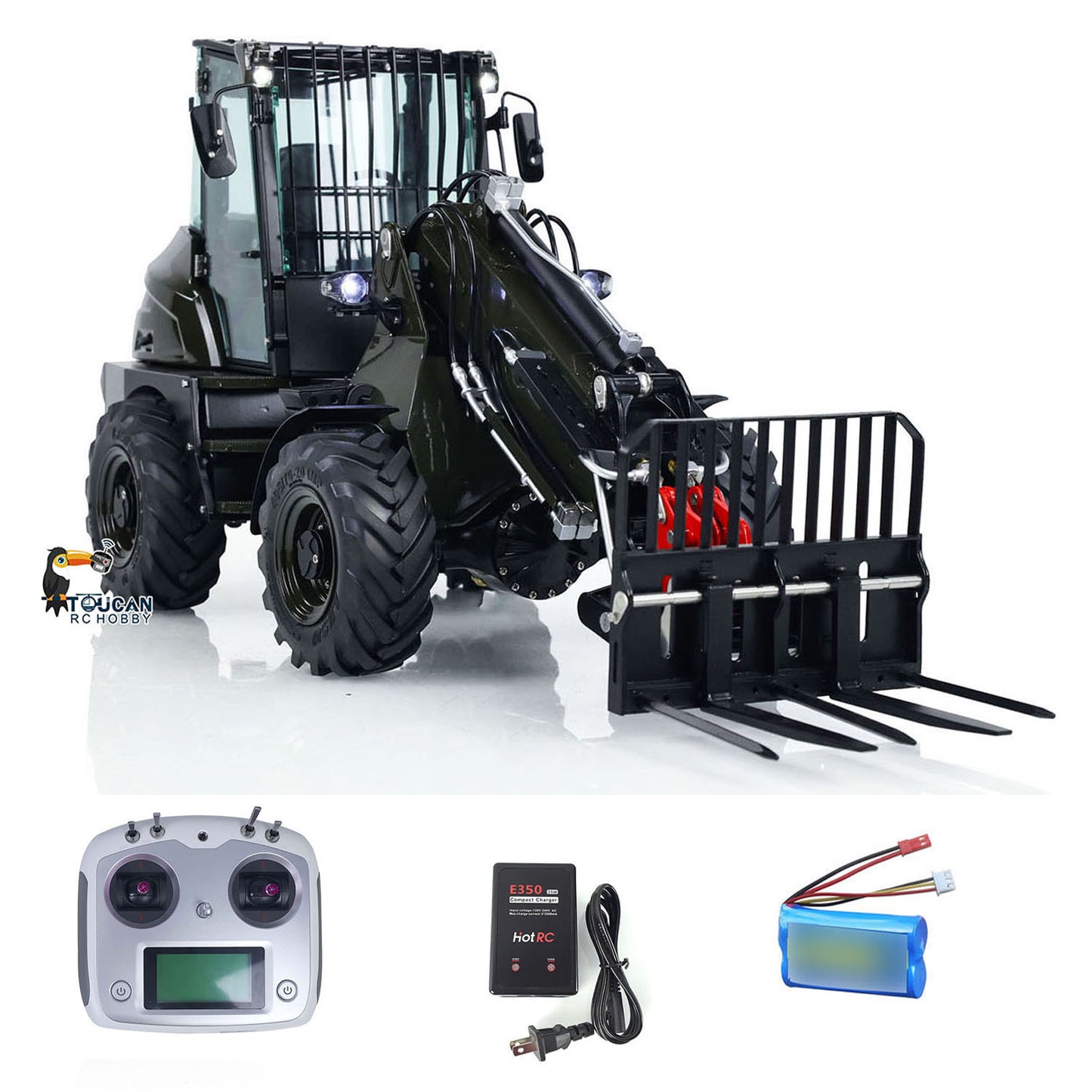 LESU 1/14 RC Hydraulic Telescopic Arm Loader AT1050 Tipper Construction Truck Model With 4 Wheel Drive I6S Radio System Fork