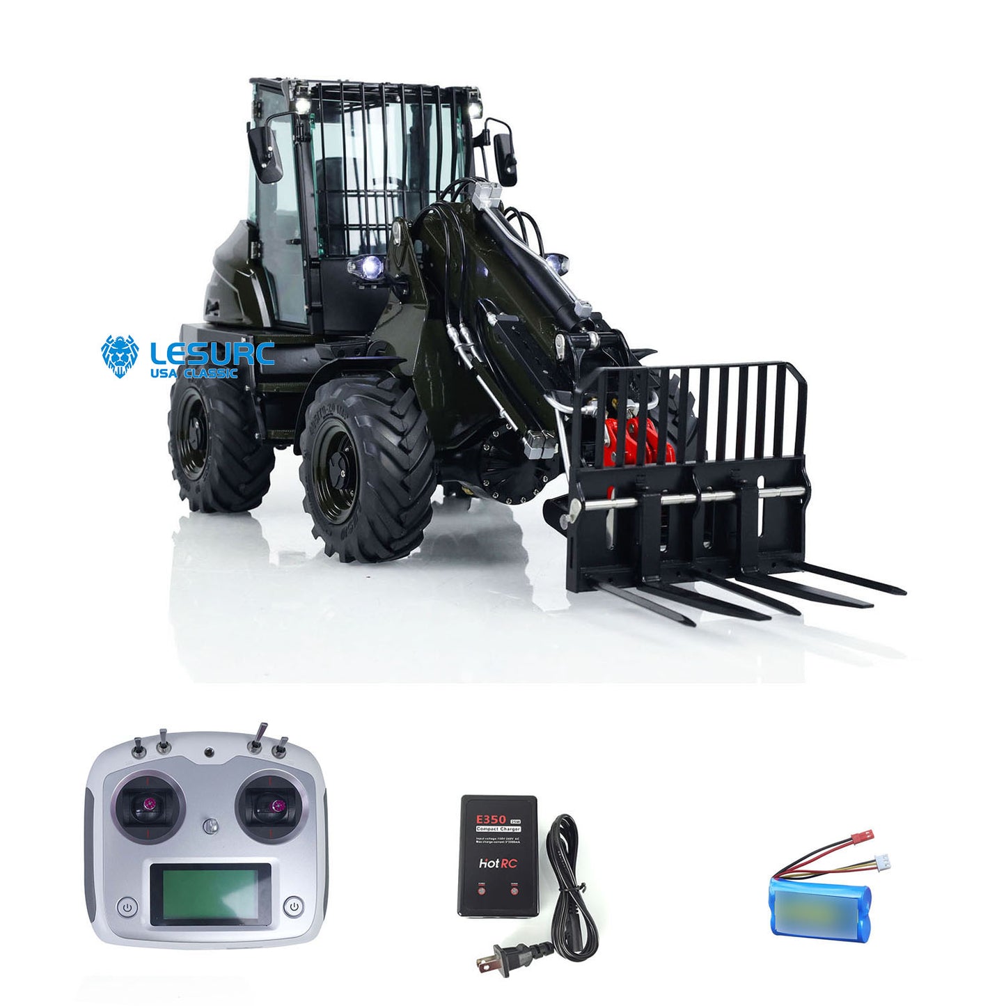 LESU Aoue AT1050 1/14 Metal RC Hydraulic Telescopic Fork Loader A0016 with FlySky I6S Radio Controller Light Sound for Scale Model Collectors