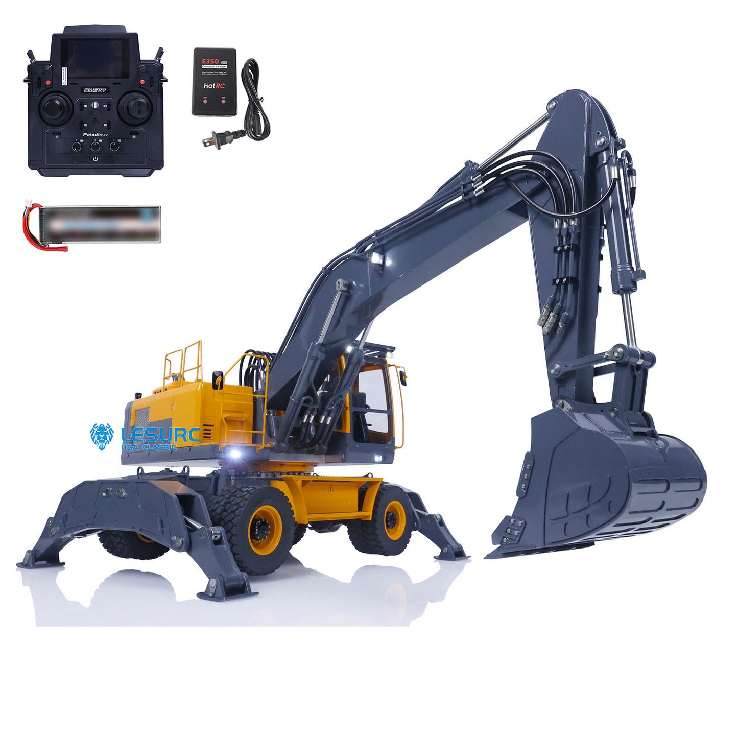 LESU AoueET30H 1/14 Metal RC Hydraulic Excavator A0006 PNP Wheeled Digger with 8CH Valve Hobbywing ESC Light System for Construction Model Builders