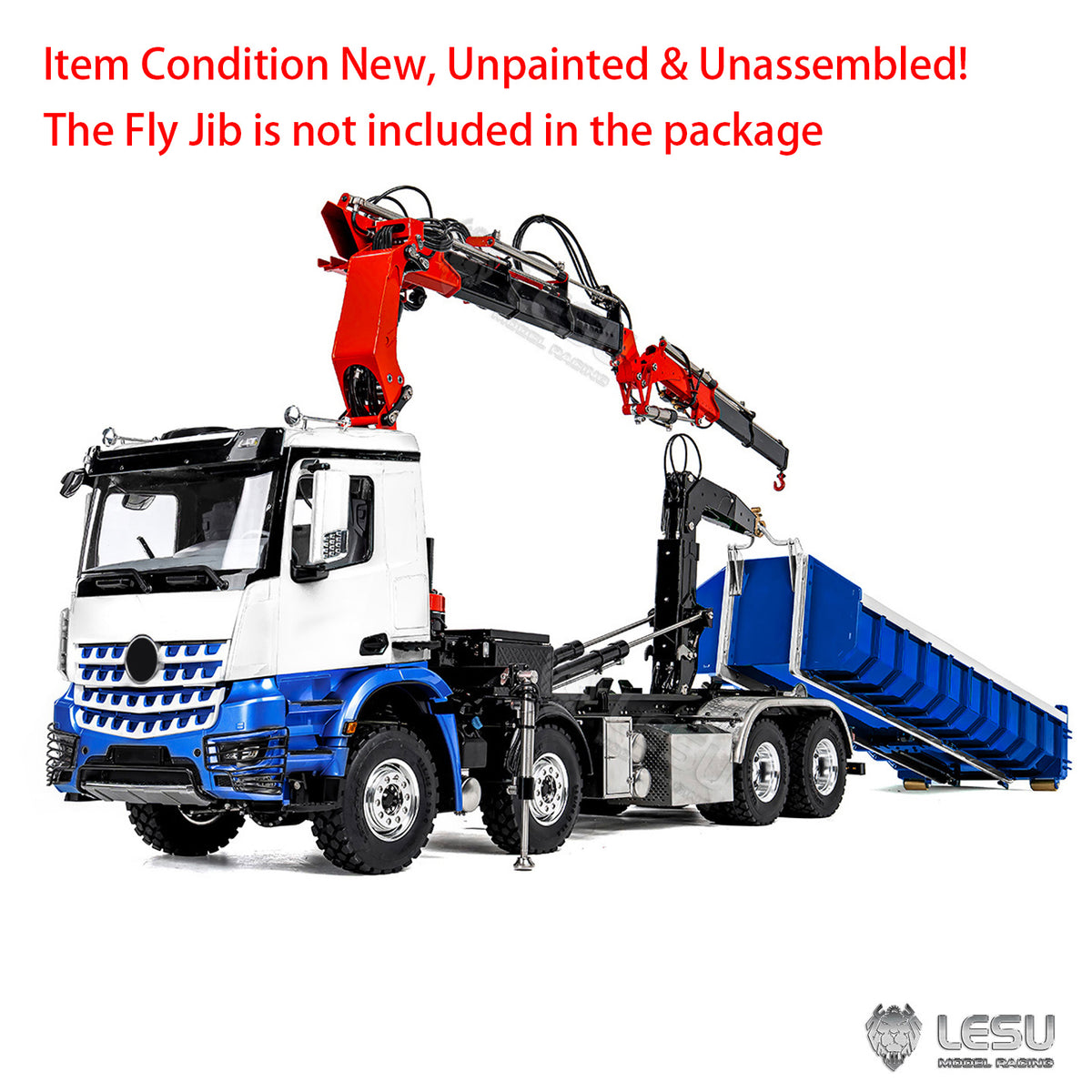 LESU Z0122 1/14 8x8 Hydraulic Roll Off RC Dumper Truck with Telescopic Hook Arm 7CH Valve Crane 3 Speed Gearbox Differential Lock Light Sound