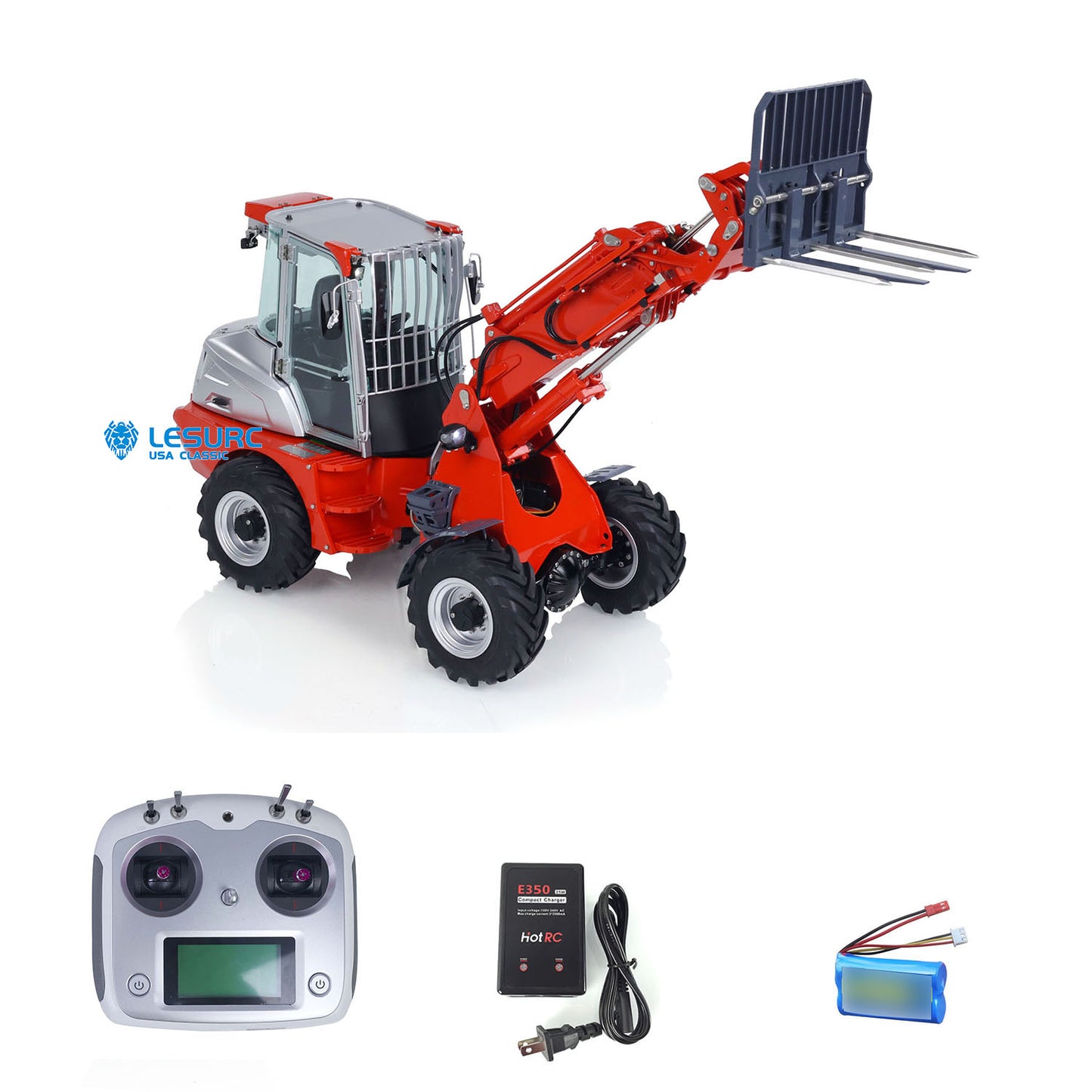 LESU Aoue AT1050 1/14 Metal RC Hydraulic Telescopic Fork Loader A0016 with FlySky I6S Radio Controller Light Sound for Scale Model Collectors