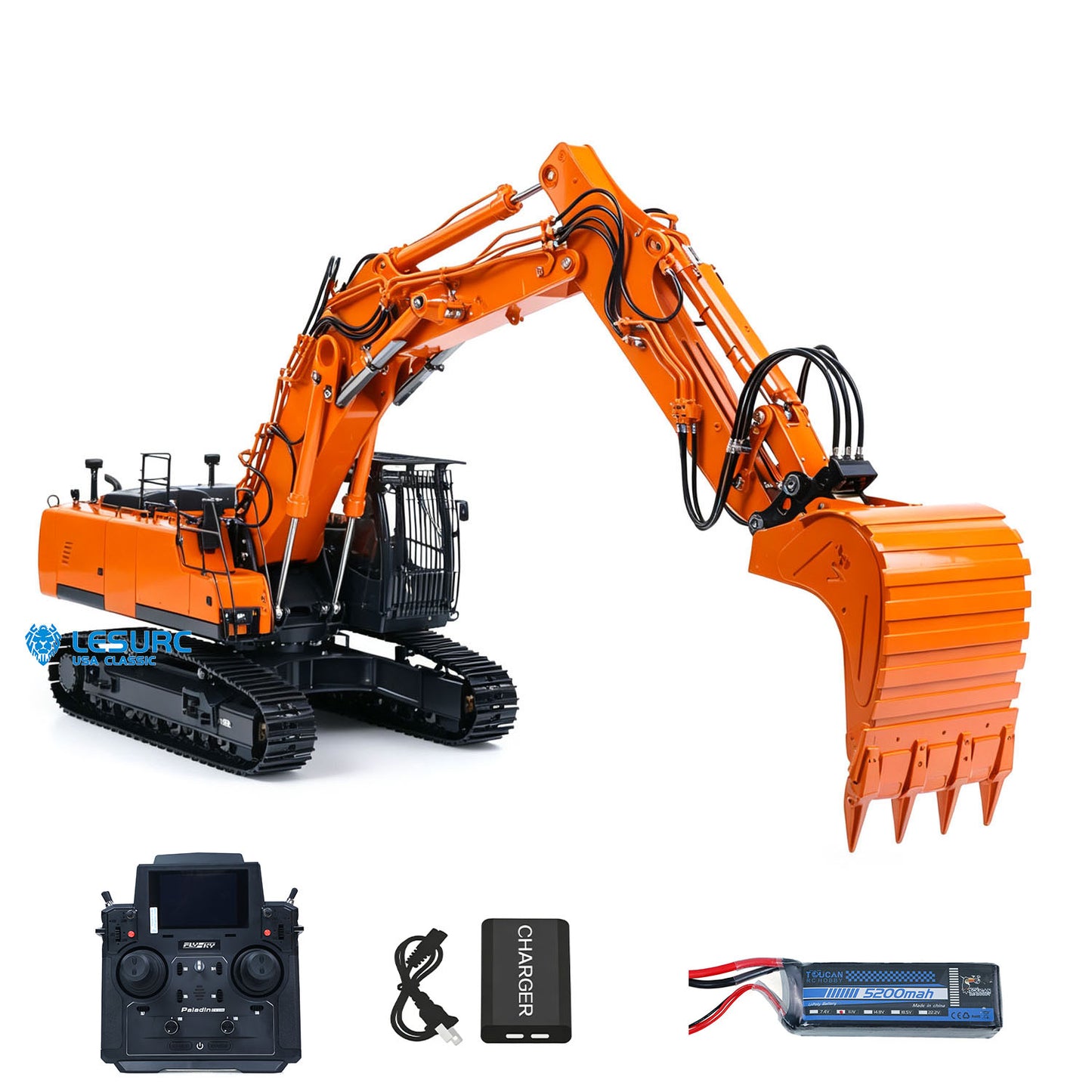 LESU LR956 1/14 Metal RC Hydraulic Excavator B0040 7CH 3Arms Digger Quick Coupler Brushless Motor Radio Light Sound Smoke RTR