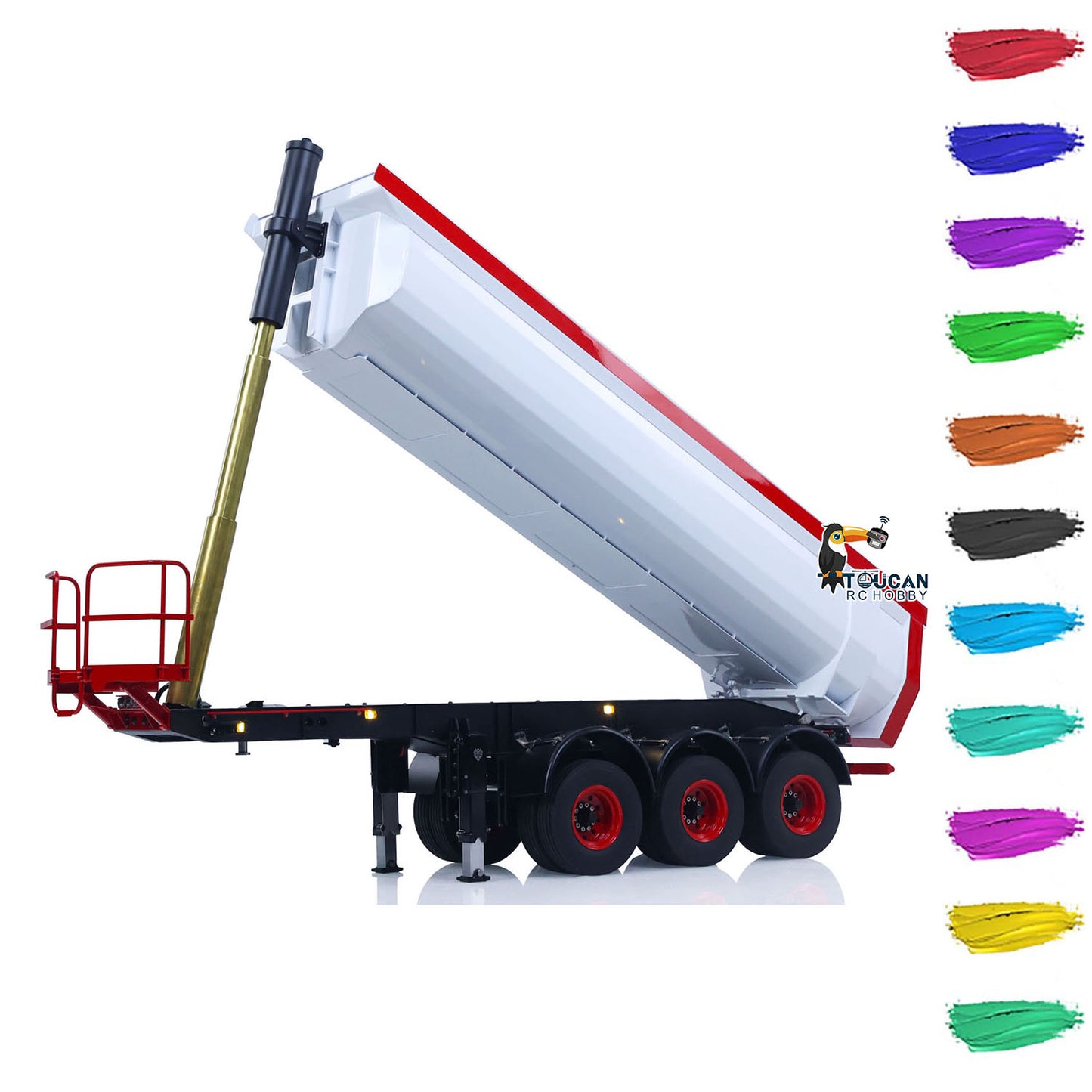 Metal LESU 3 Axles 1/14 Hydraulic Dump Trailer Model for RC Tractor Truck DIY TAMIYA With A0045 U-Bucket Electric Lifting Legs