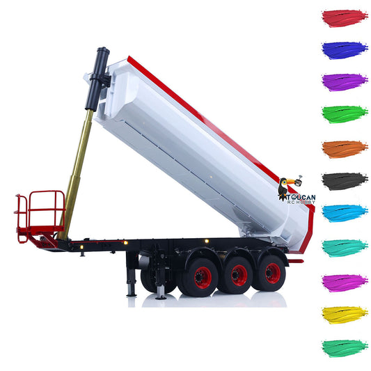 Metal LESU 3 Axles 1/14 Hydraulic Dump Trailer Model for RC Tractor Truck DIY TAMIYA With A0045 U-Bucket Electric Lifting Legs