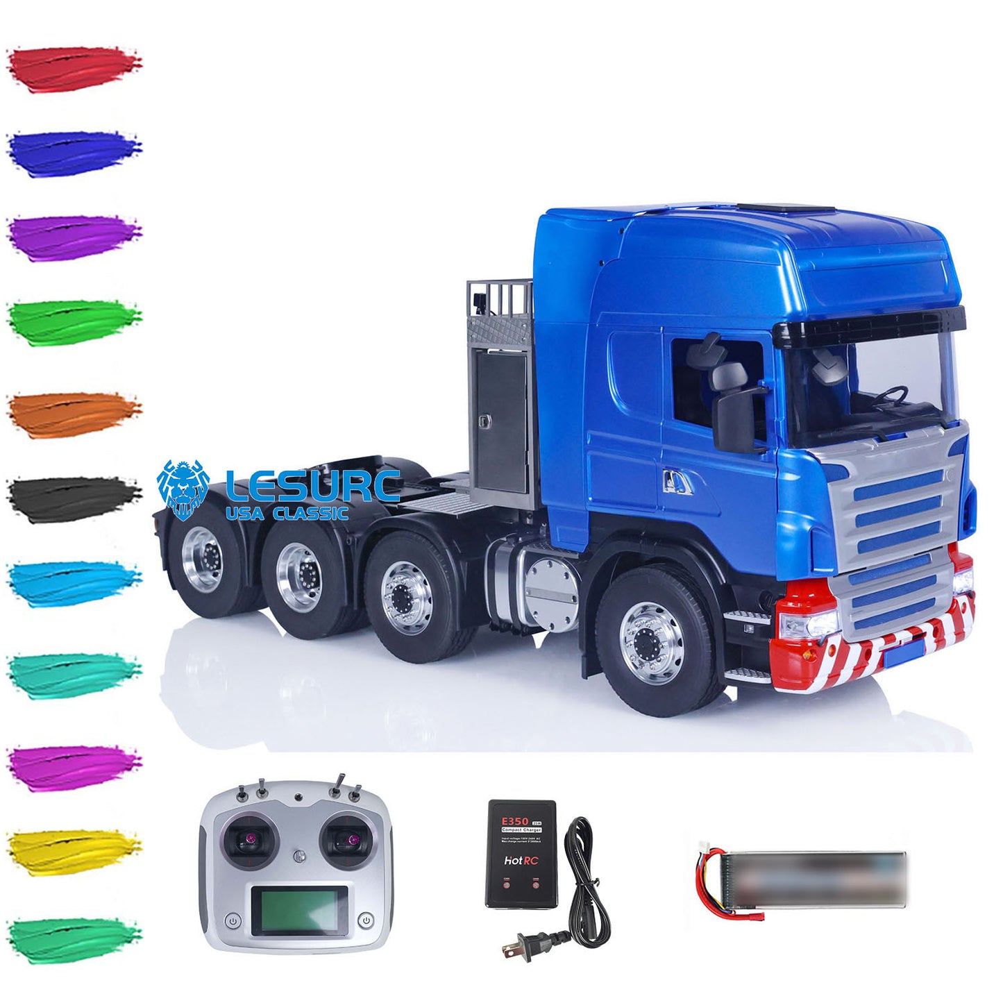 LESU 1/14 RC Tractor Truck 8x8 RTR Remote Controlled Car Hobby Model Construction Vehicle Metal Chassis Sound Lights DIY