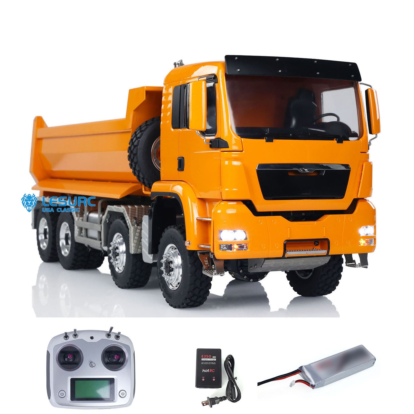 LESU RC Hydraulic Dumper Car 1/14 8x8 Metal Chassis Painted Customized Tipper Trucks I6S Radio Control