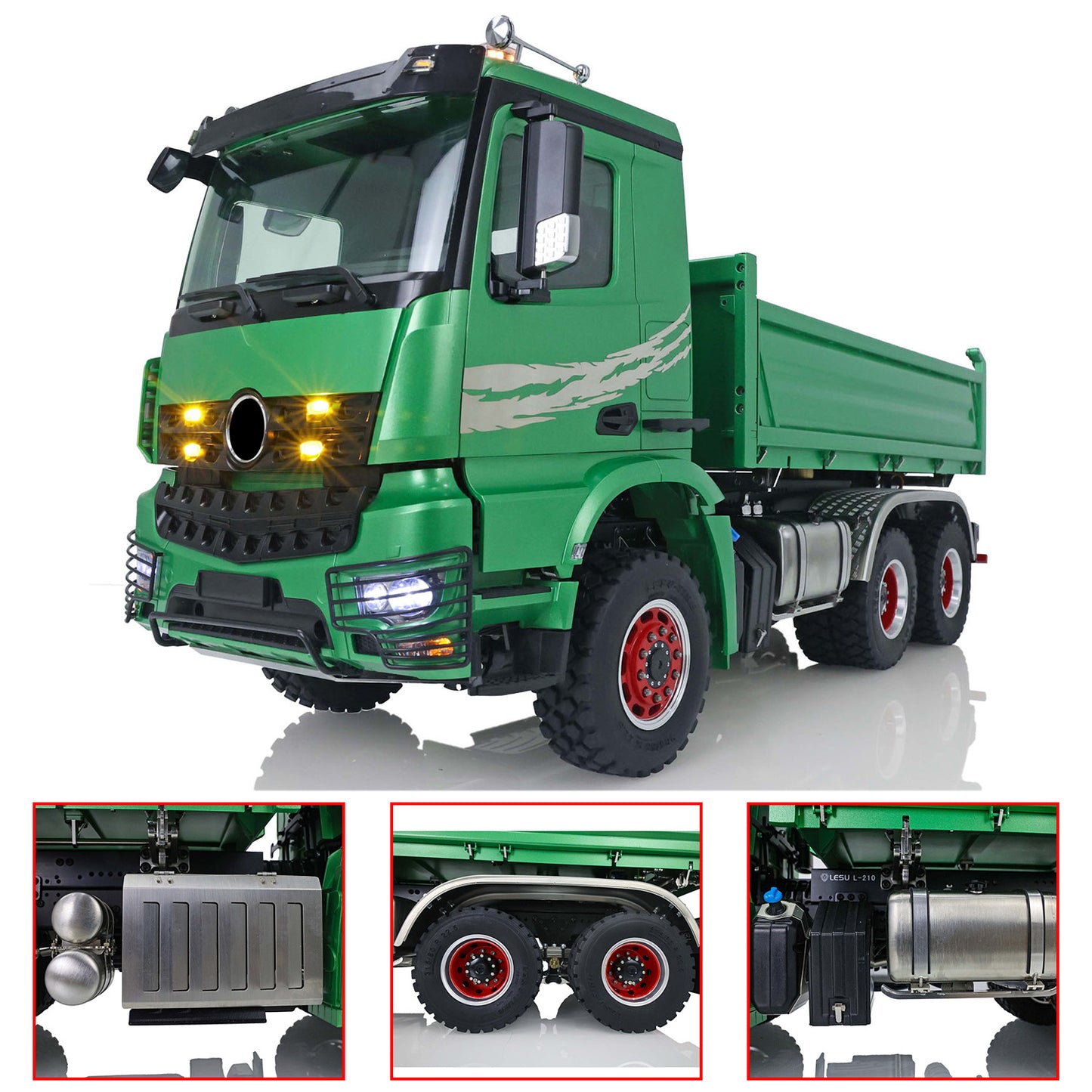 LESU 1/14 Remote Control Hydraulic Dumper 3Axles 3-way Tipper Radio System Battery Ready To Run Construction Vehicle Model