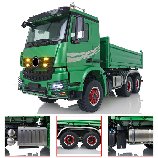 LESU 1/14 Remote Control Hydraulic Dumper 3Axles 3-way Tipper Radio System Battery Ready To Run Construction Vehicle Model