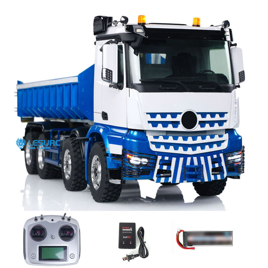 LESU 1/14 8x8 3348 Hydraulic RC Dump Truck RTR Remote Control Roll Off Dumper Simulation Electric Car Model I6S Radio Lights Hook