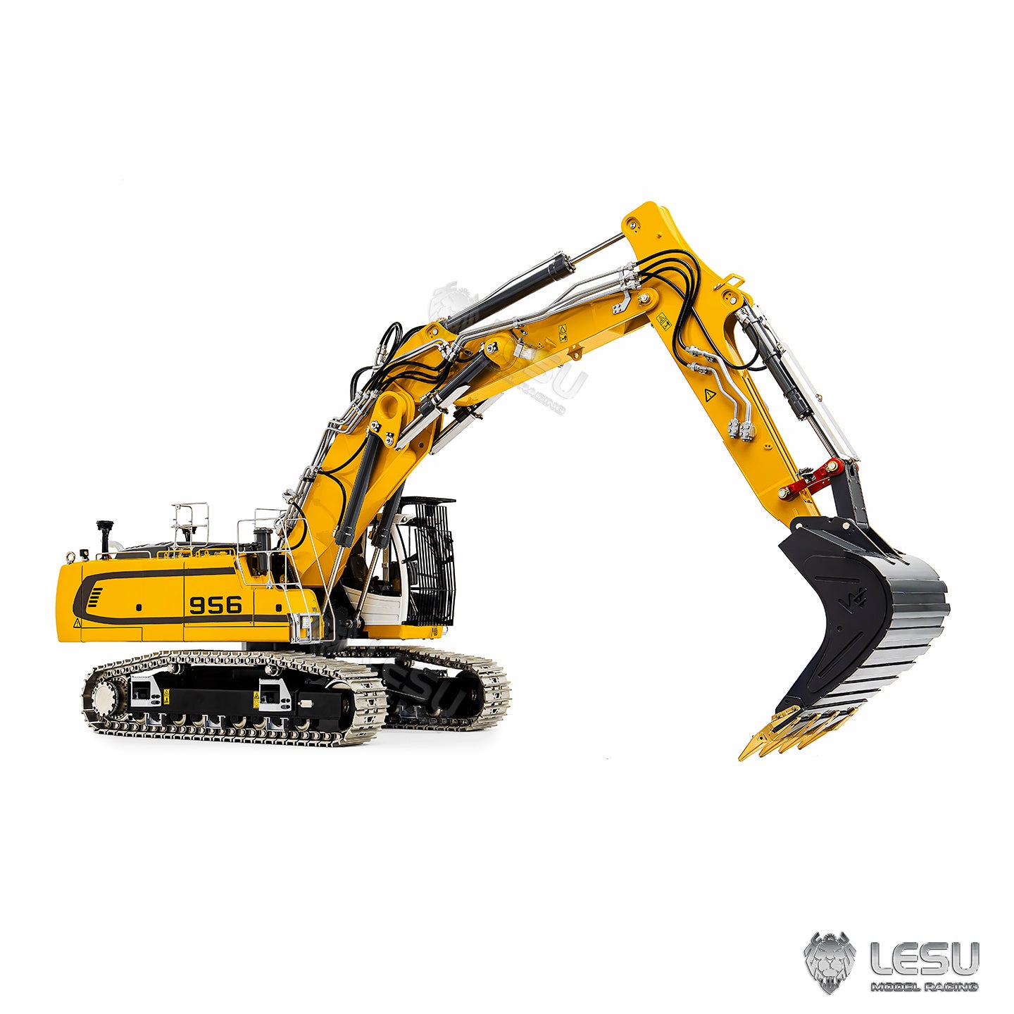 LESU 1/14 RC Hydraulic Excavator LR956 Metal 3 Arms Remote Control Digger Model 4+3CH Valve Dual Pumps Light Flysky PL18EV LITE