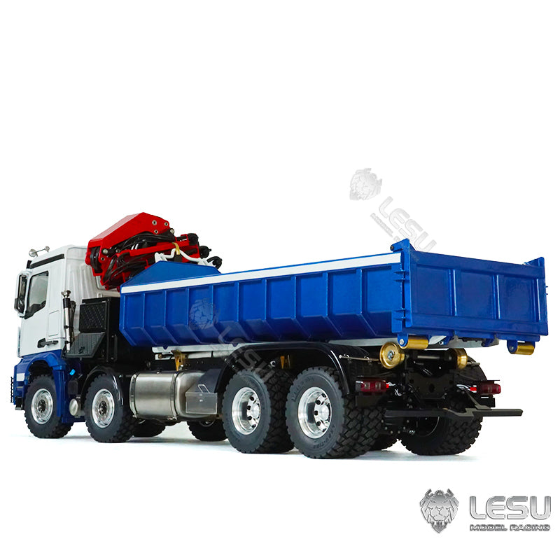 1/14 LESU RC 8x8 Metal Hydraulic Crane Dumper Tipper Truck Electric Dump Car W/ Light Sound ESC Motor W/O Radio Battery Charger