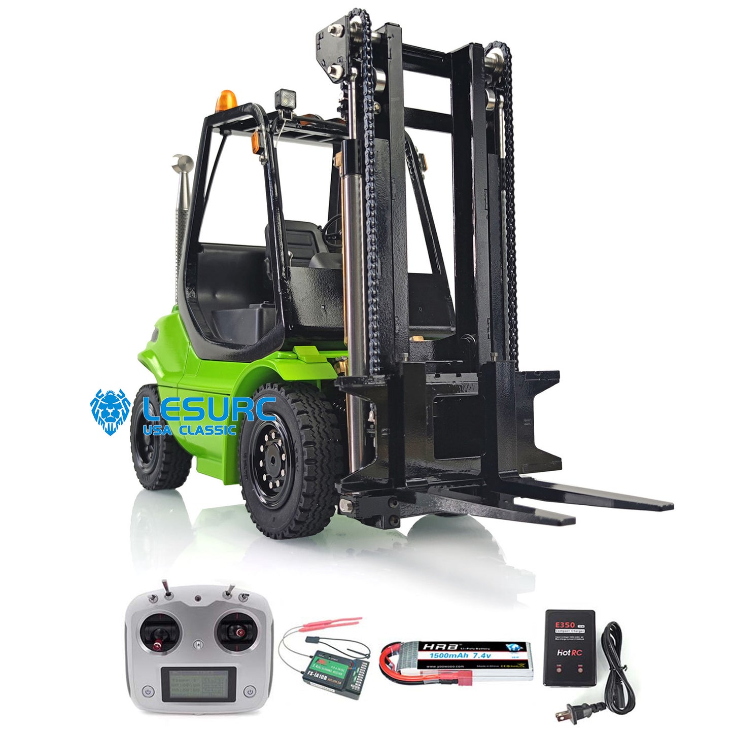 1/14 Scale LESU RC RTR Model Forklift Assembled Transfer Car Truck W/ Light Sound Motor Servo ESC Radio Charger Battery Driver