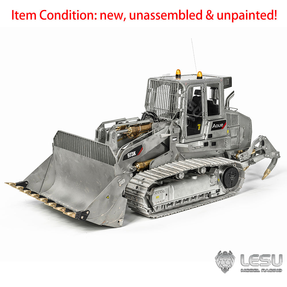 LESU 973K 1/14 Metal RC Hydraulic Loader B0024 with Rear Plow Openable Bucket Light Sound System for Construction Scale Model Builders