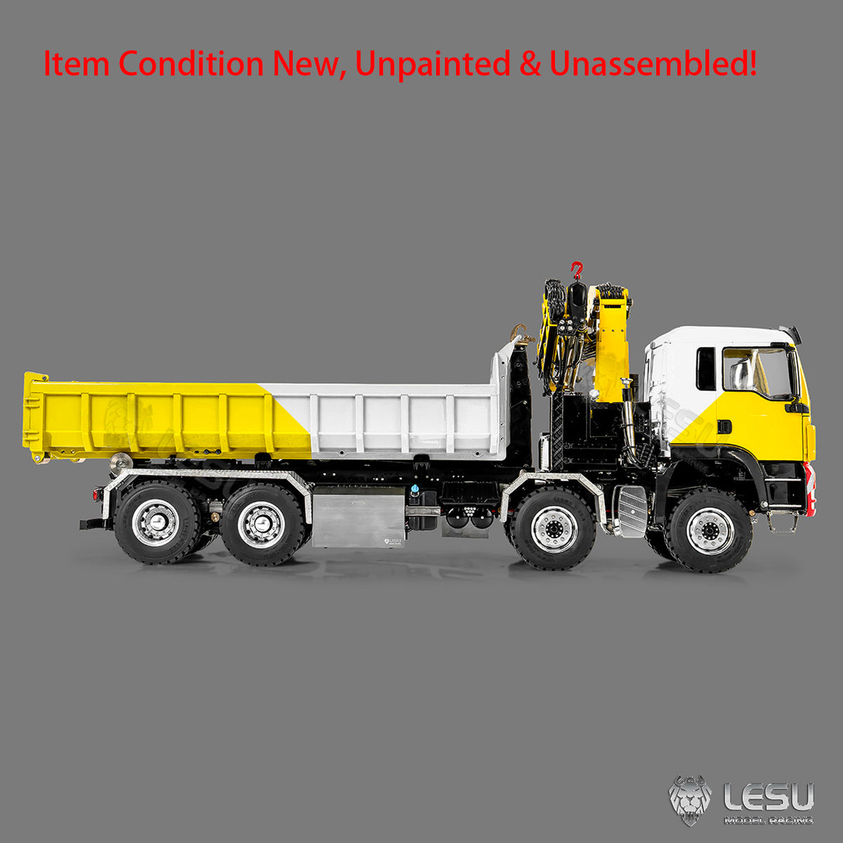 LESU Z0124 1/14 8x8 Hydraulic Crane RC Roll Off Dump Truck with TGS Cabin Metal Chassis Telescopic Hook Lift 3 Speed Gearbox Light Sound System