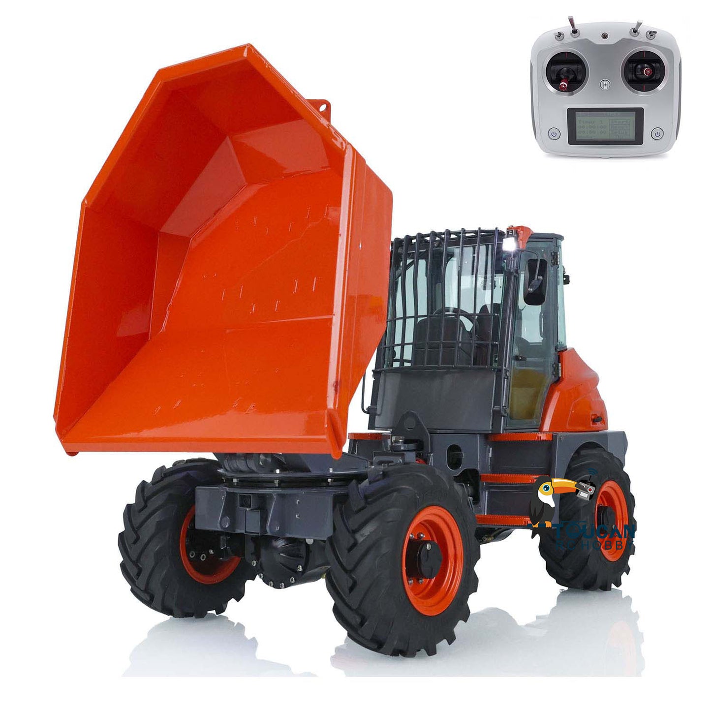 LESU 1/14 Scale AOUE 6MDX Metal Remote Controlled Hydraulic Articulated Dumper Truck 4X4 Tipper Car Construction Vehicle Motor