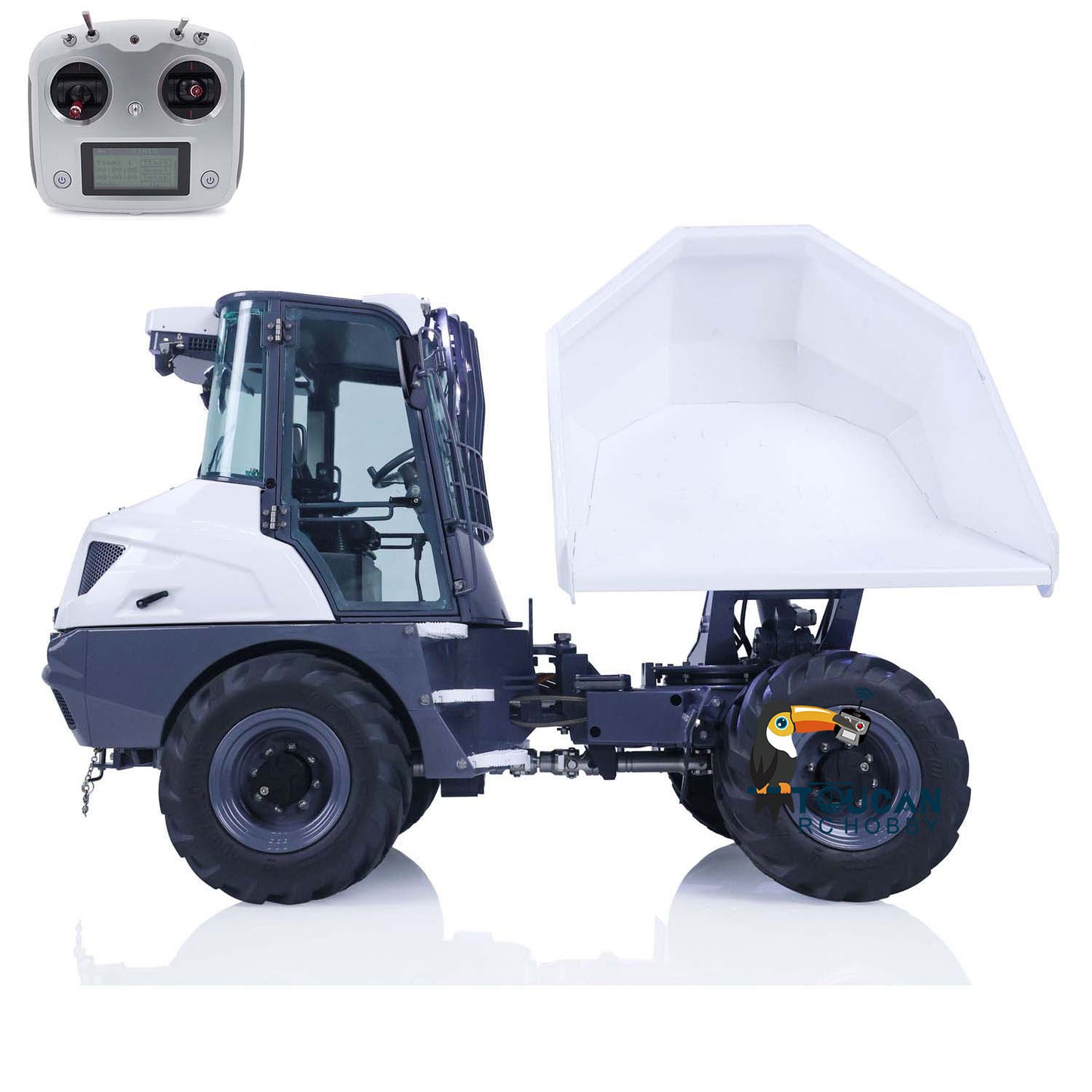 LESU 1/14 Scale AOUE 6MDX Metal Remote Controlled Hydraulic Articulated Dumper Truck 4X4 Tipper Car Construction Vehicle Motor