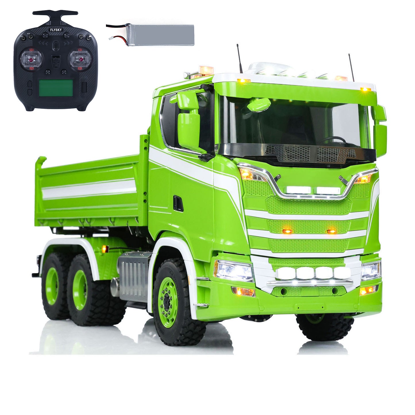 IN Stock LESU A0009 1/14 Metal 6x6 RC Hydraulic Dumper Truck 3 ways Remote Control Tipper With ST8 Radio System Smoke 3-speed Transmission