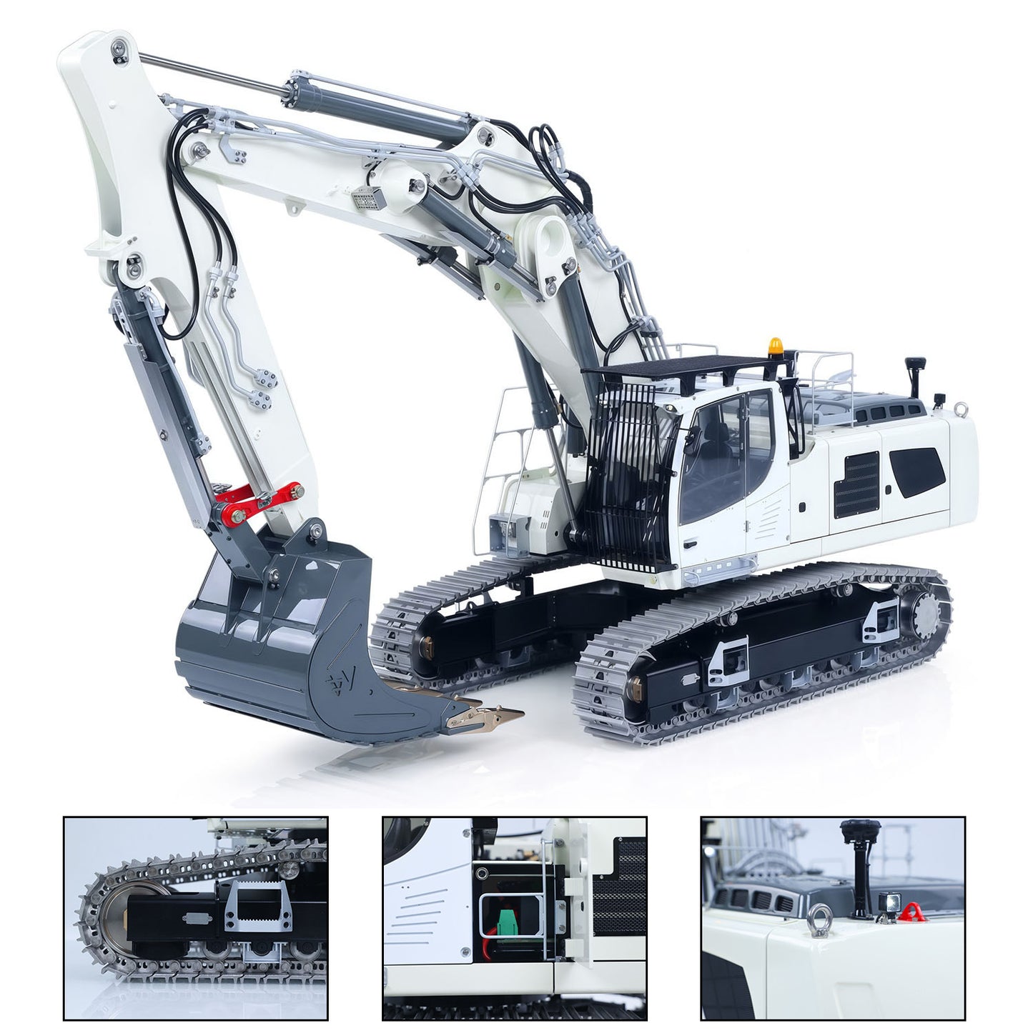 926MM Metal LESU 1/14 3 Arms RC Hydraulic Excavator LR956 Remote Control Digger Model Vehicle Dual Pump System 7CH Valve Light