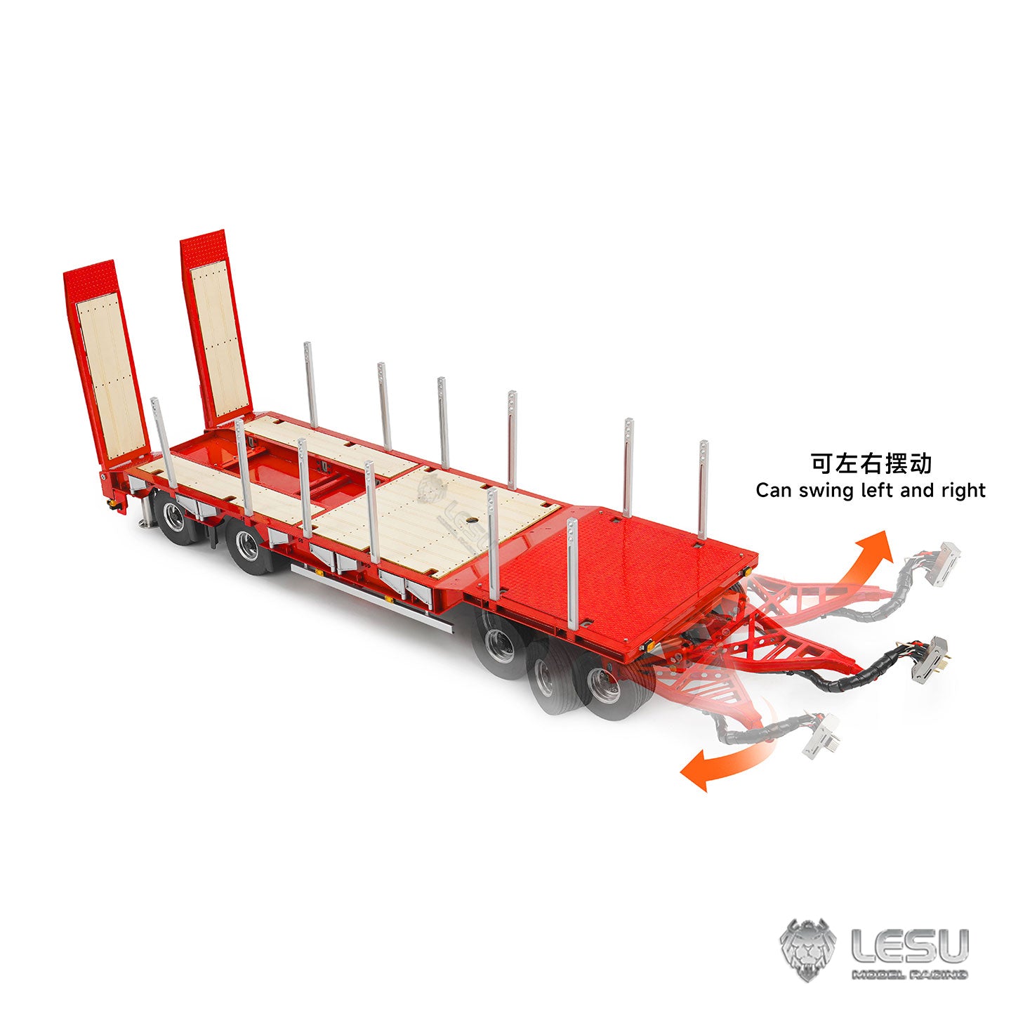 LESU 1/14 Metal Hydraulic Lifting Tailboard Trailer Rear Support Legs 2CH Valve Pump for RC Tractor Truck DIY Lorry Excavator