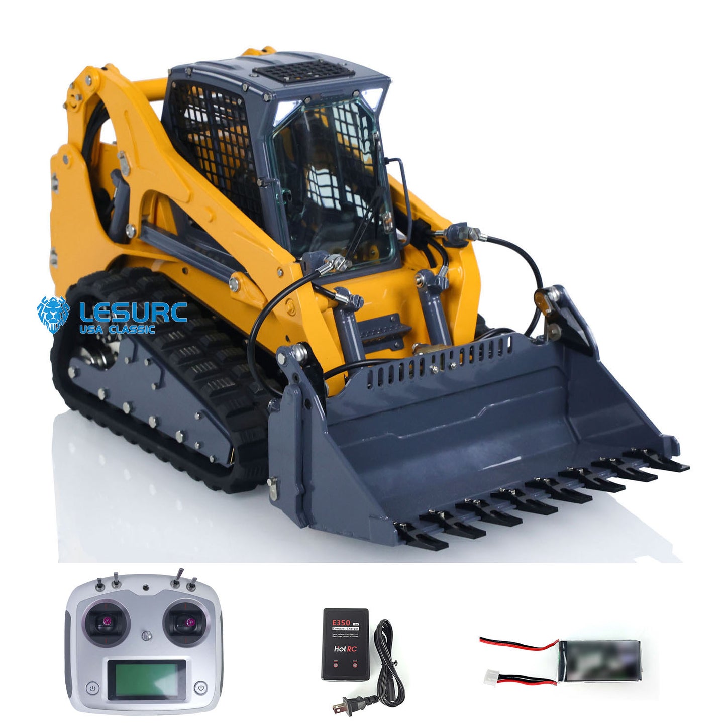 LESU AoueLT5 1/14 Stainless Steel Hydraulic RC Skid-Steer Loader B0008 with Light Sound System for Construction Vehicle Model Enthusiast