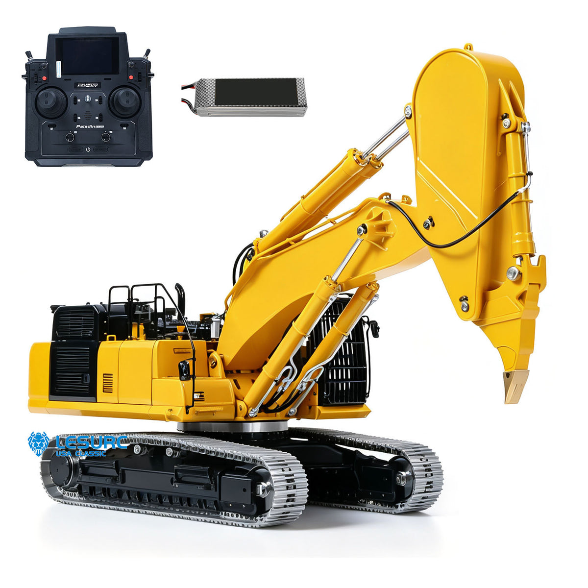 LESU PC500 1/14 RC Metal Excavator B0020 Model Hydraulic Crawler Digger with Rock Arm Light System 3CH Valve Brushless Motor ESC