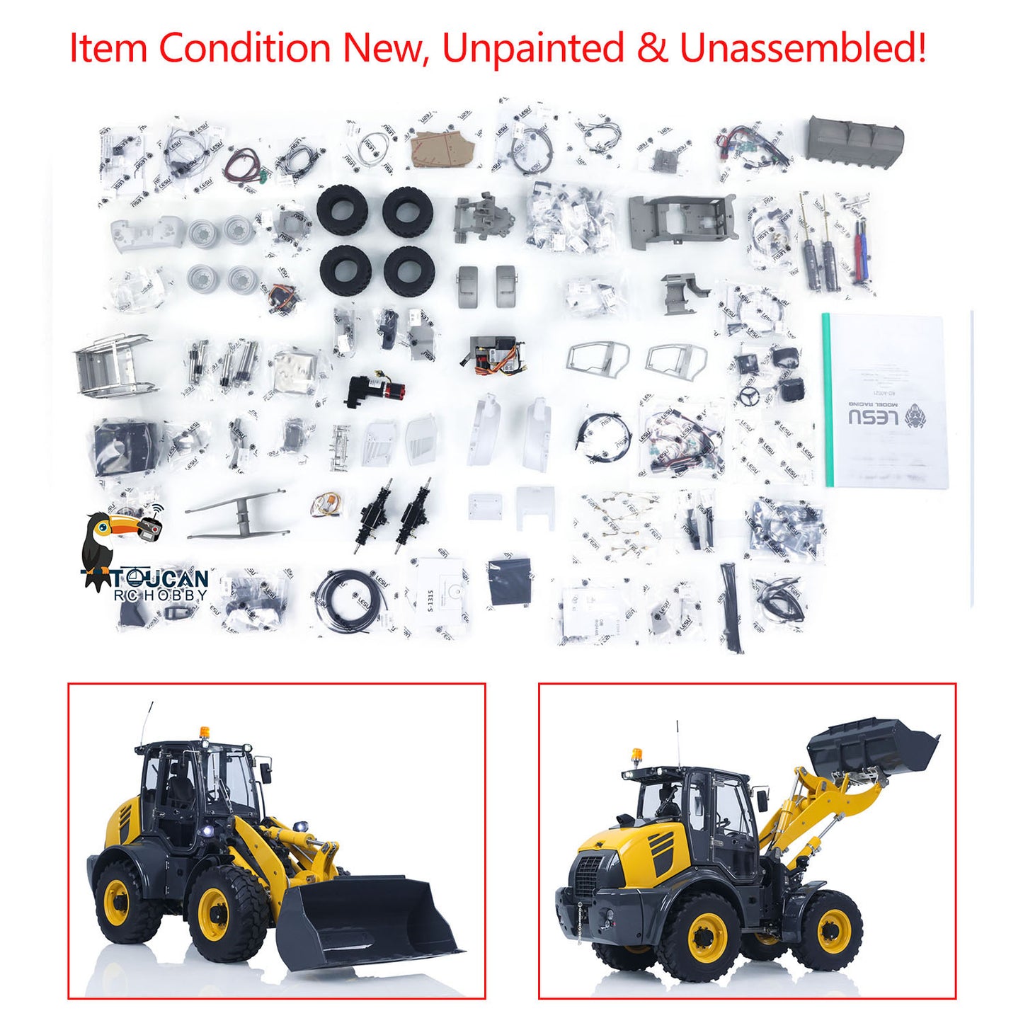 IN STOCK LESU 1/14 RC 4X4 Metal Hydraulic Loader KIT Aoue WA100M-8 Radio Control Construction Car Model Sound Light 4CH Valve Axle Lock