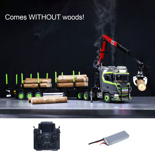 Toucan DIY 6X6 Metal Chassis 1/14 RC Tractor Truck 770S Hydraulic Crane Logging Trailer Emulated Vehicle Model PL18EVLite Radio Smoke