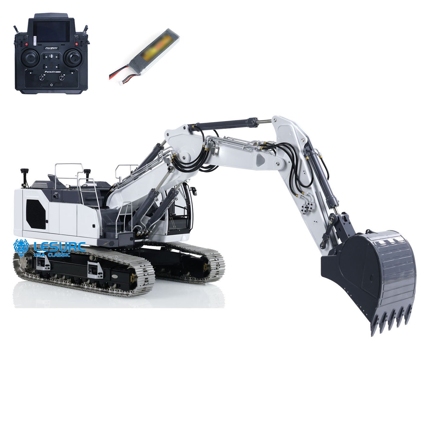 LESU Aoue-LR945 1/14 Metal RC Hydraulic Excavator B0017 RTR Digger with FlySky PL18EV Lite 7CH Valve Light System for Engineering Vehicle Enthusiast