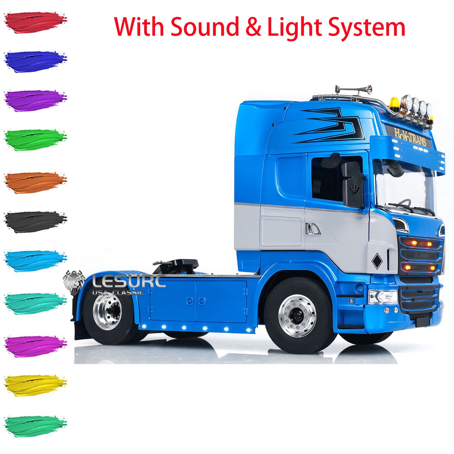 LESU 1/14 4*4 RC Tractor Truck Remote Control Car Hobby DIY Model Customized Sound Light System 801C RTR PNP Version