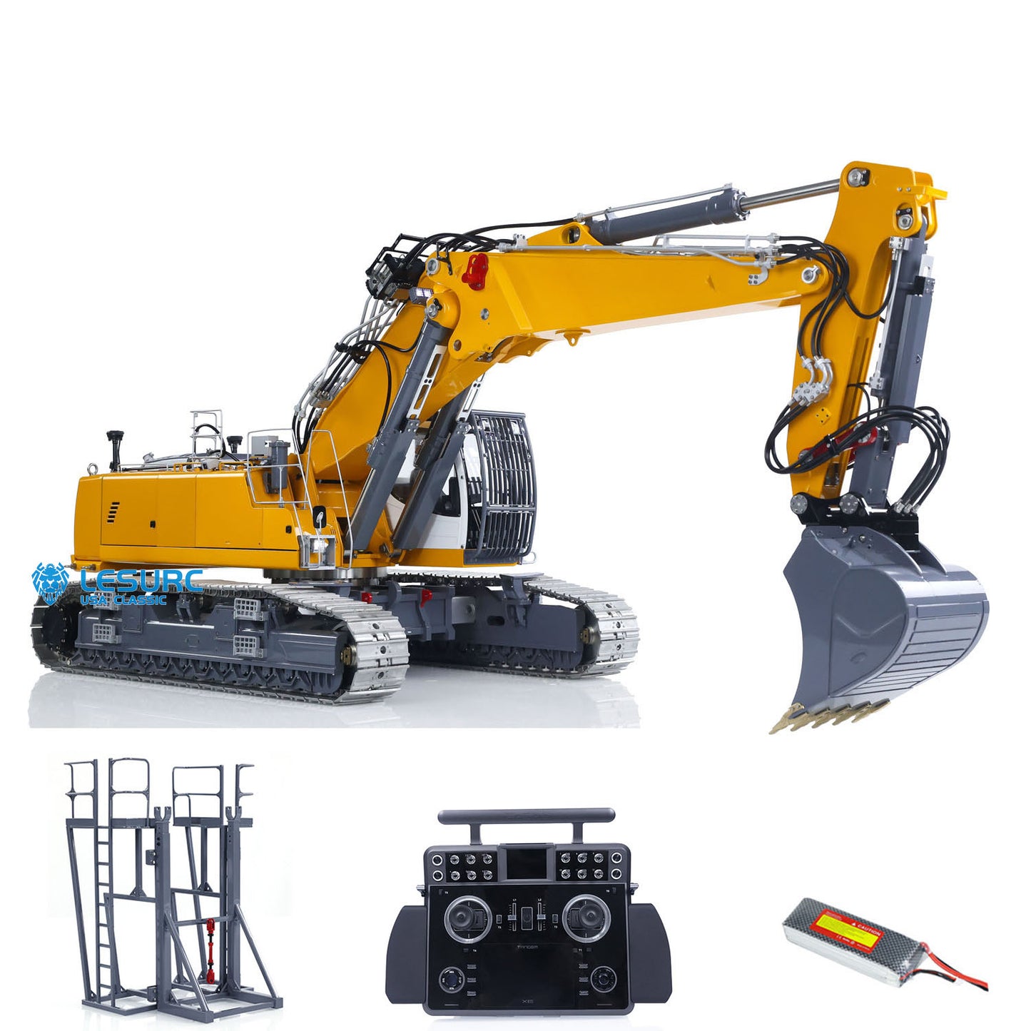 LESU 1/14 RC Full Hydraulic Excavator LR960 RTR Digging Arm Heavy Digger Construction Vehicle Model Frsky XE Radio Battery GPS