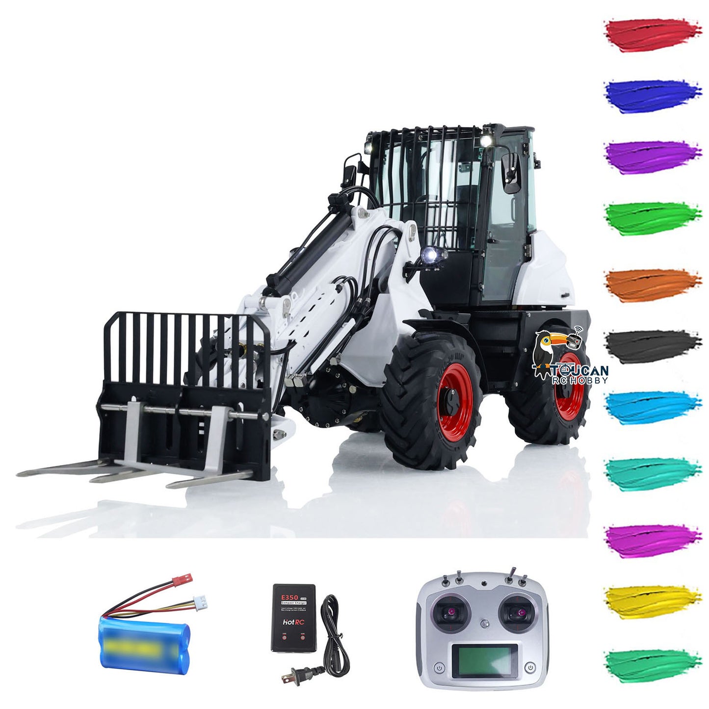 LESU 1/14 RC Hydraulic Telescopic Arm Loader AT1050 Tipper Construction Truck Model With 4 Wheel Drive I6S Radio System Fork