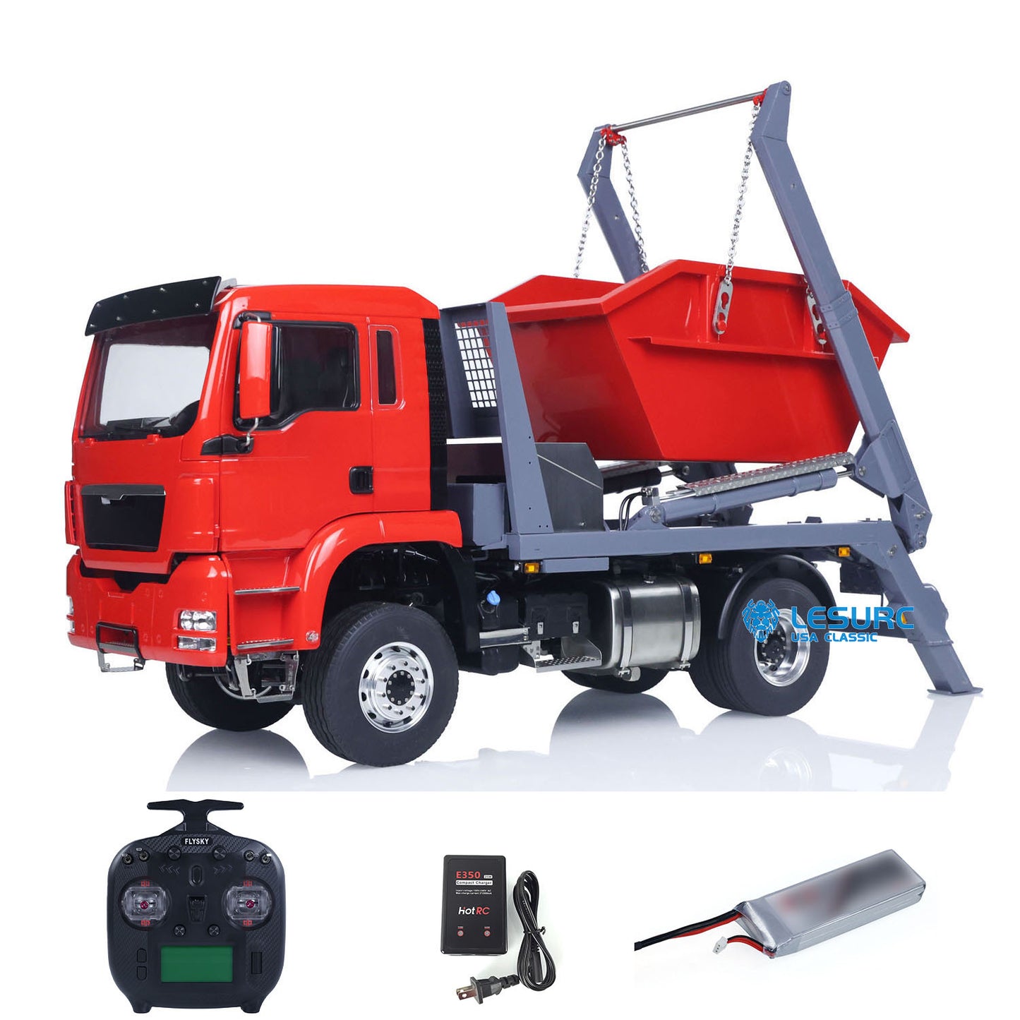 LESU Z0068 1/14 Metal 4x4 Hydraulic Swing Arm Garbage Vehicle with TGS Cabin 3 Speed Transmission 4CH Reversing Valve Lock Differential Axles