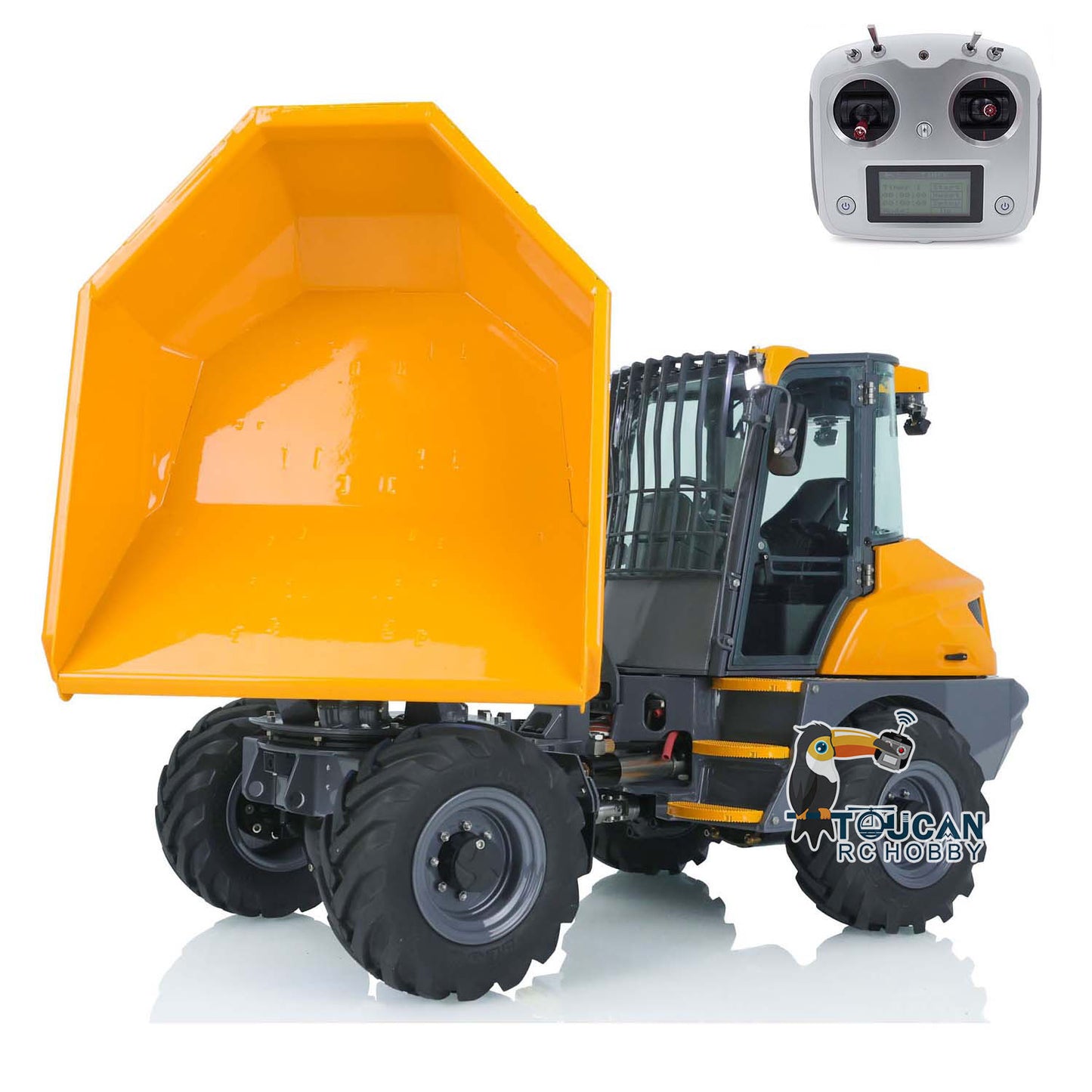 LESU 1/14 Scale AOUE 6MDX Metal Remote Controlled Hydraulic Articulated Dumper Truck 4X4 Tipper Car Construction Vehicle Motor