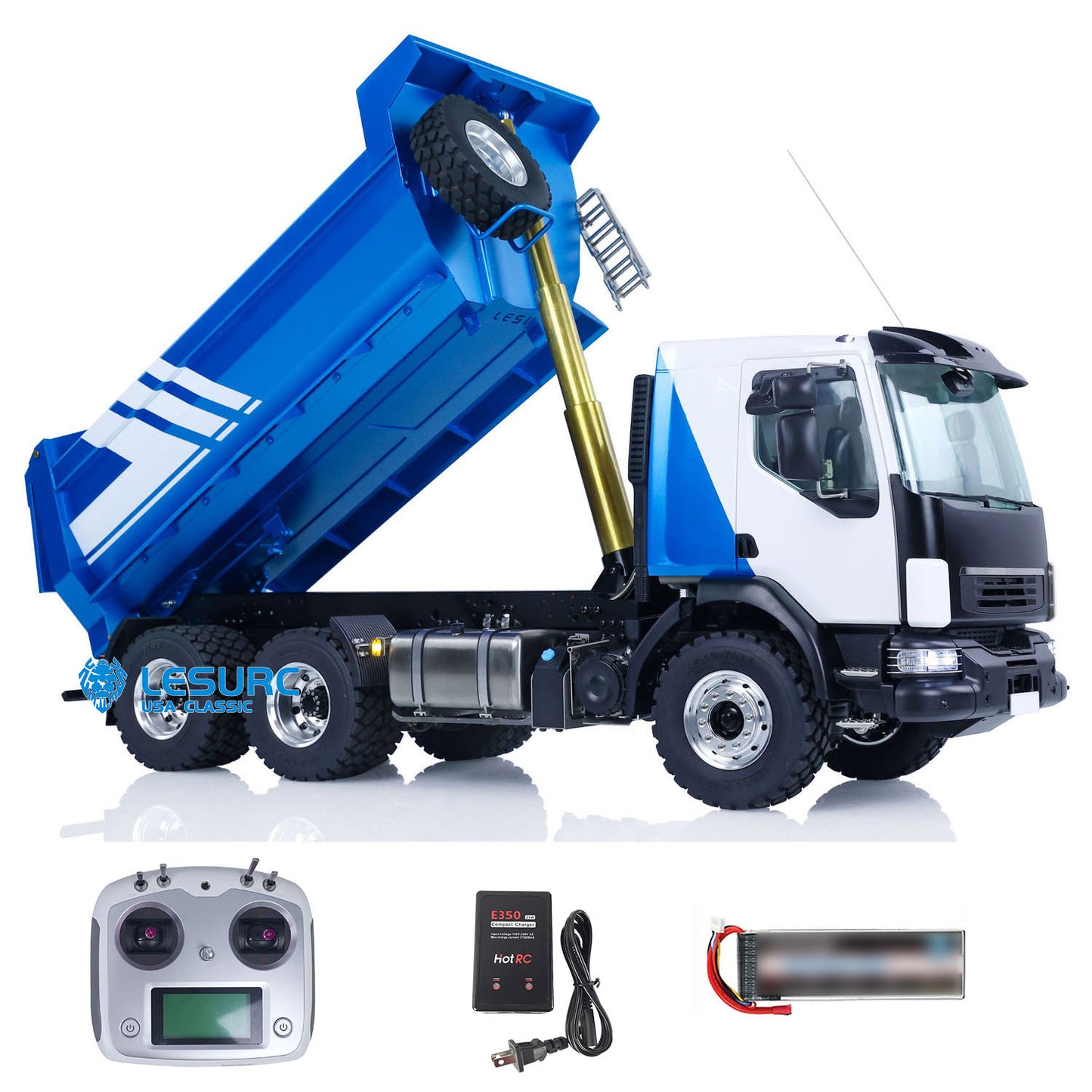 LESU Z0032 1/14 Metal 6x6 Hydraulic RC Dump Truck 2 Speed Transmission Differential Lock Axles Sound Light for Engineering Vehicle Enthusiast