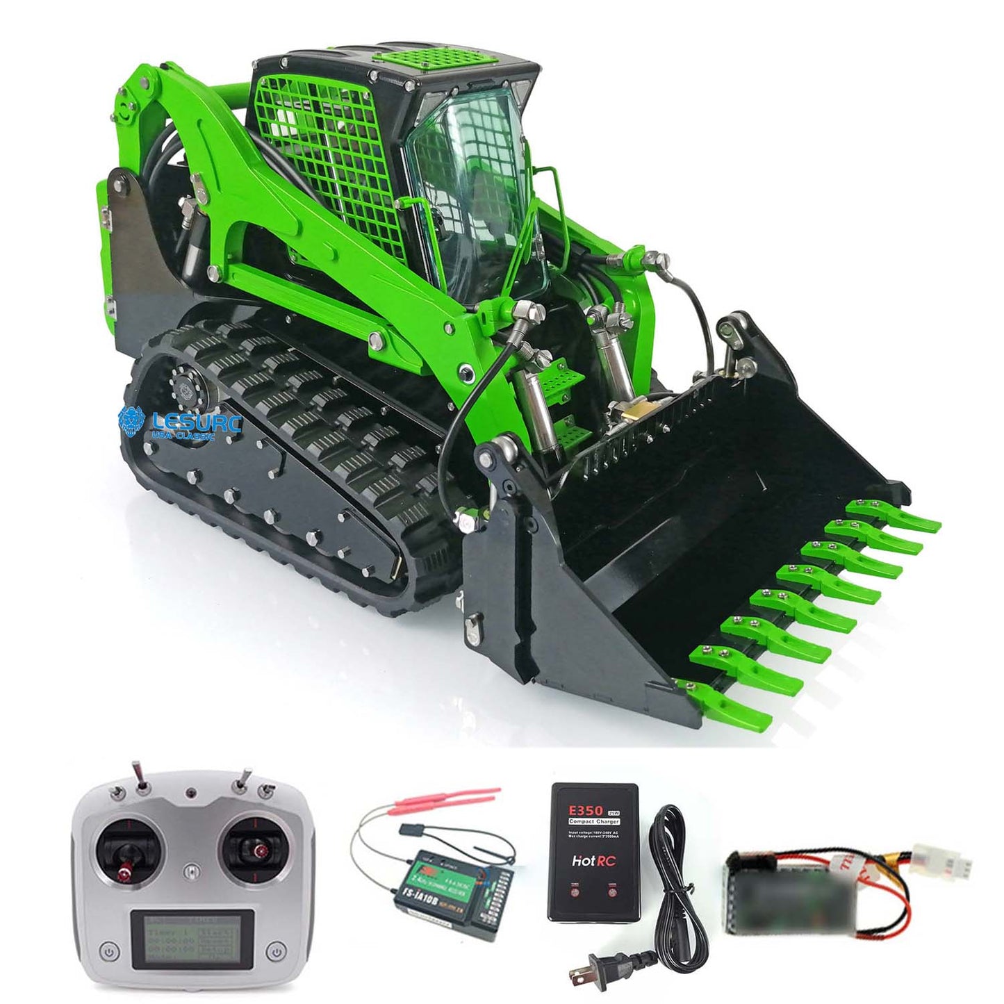 LESU 1/14 Metal Aoue-LT5 Tracked Skid-Steer Loder RC Hydraulic Construction Vehicle RTR Model Sound Light Battery Radio