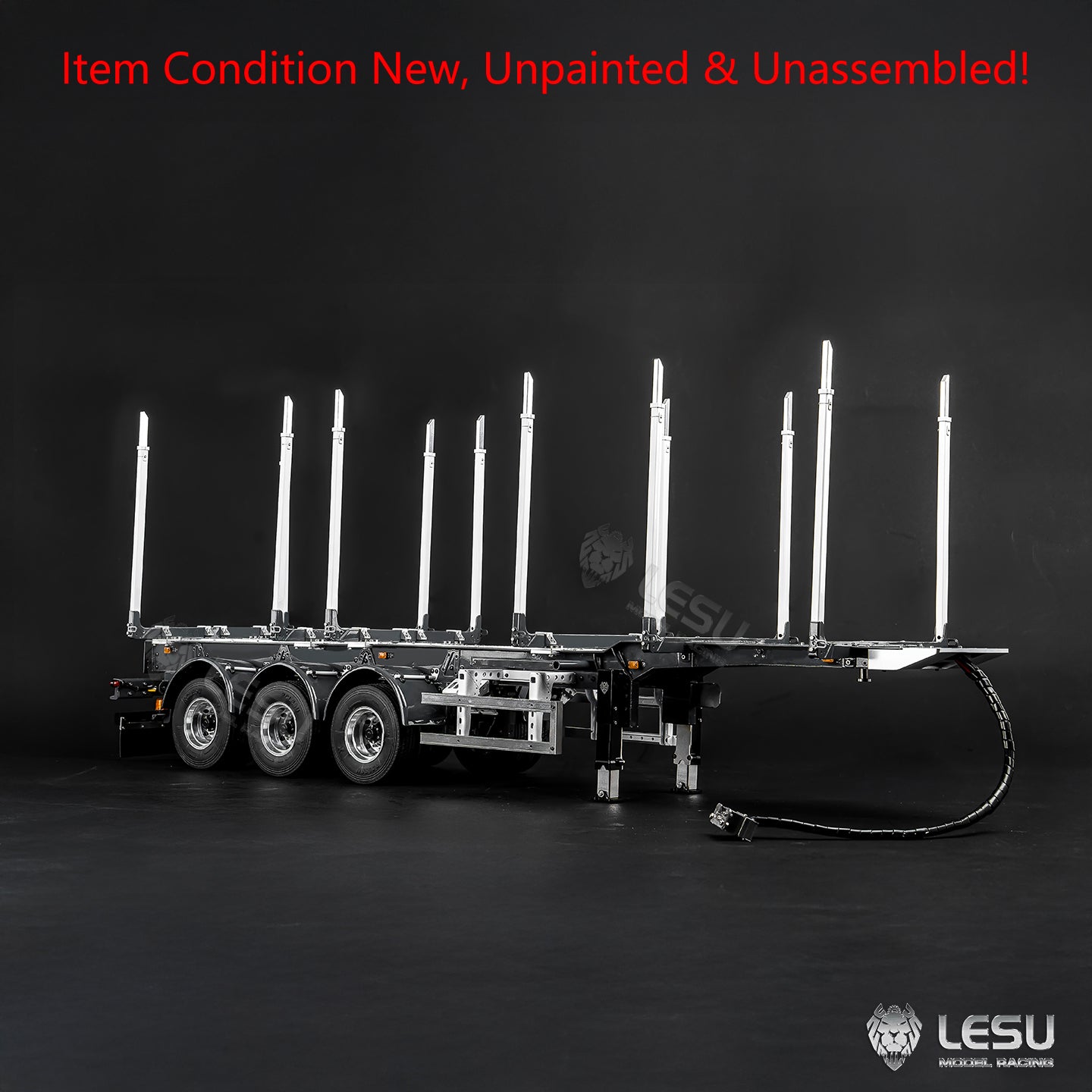 LESU 1/14 Metal Log Semi Trailer RC Wood Transport Car Light Electric Lifting Leg Servo-Controlled Drum Brake for TAMIYA Tractor