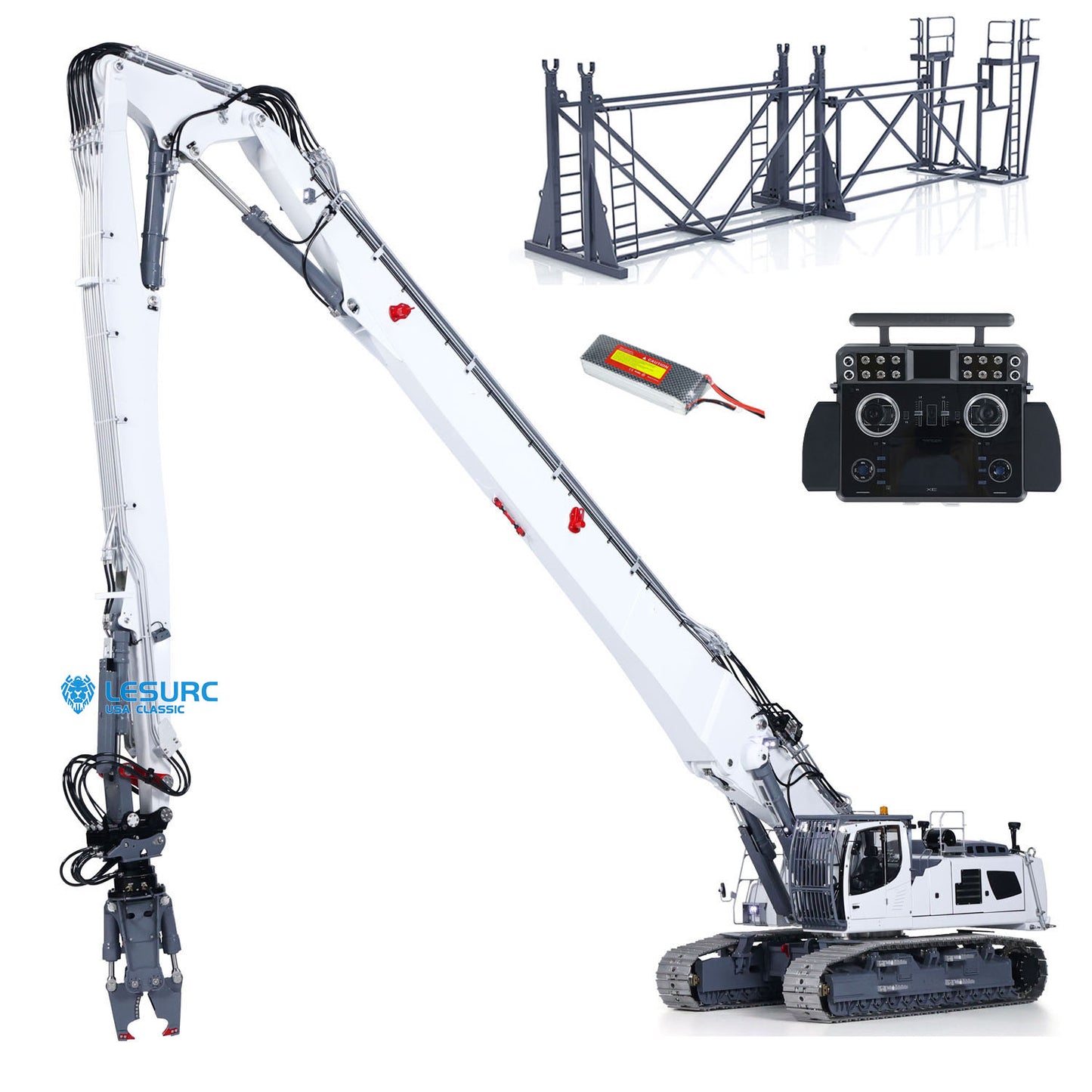 1/14 RC Full Hydraulic Demolition Excavator LESU LR960 RTR Digger Electric Construction Vehicle Model GPS Battery Frsky XE Radio