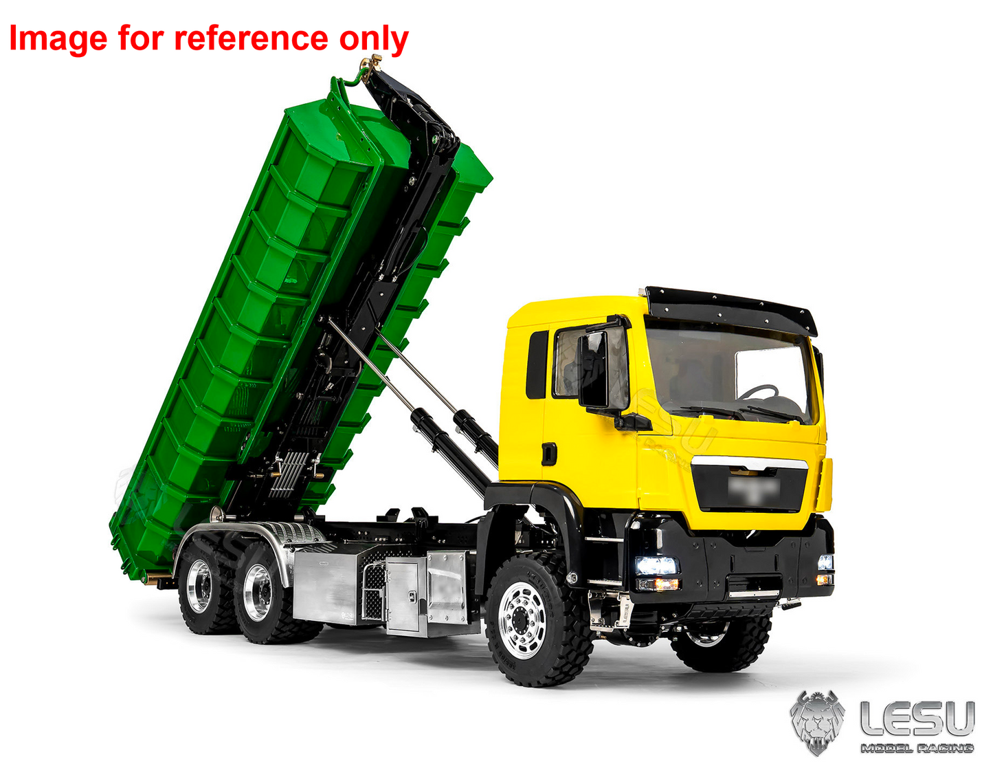 LIMITED-TIME SALE IN Stock LESU Z0094 1/14 Metal 6x6 RC Hydraulic Roll on off Dump Truck Telescopic Hooklift Transport Vehicle with 3Speed Transmission 5CH Valve Light Sound