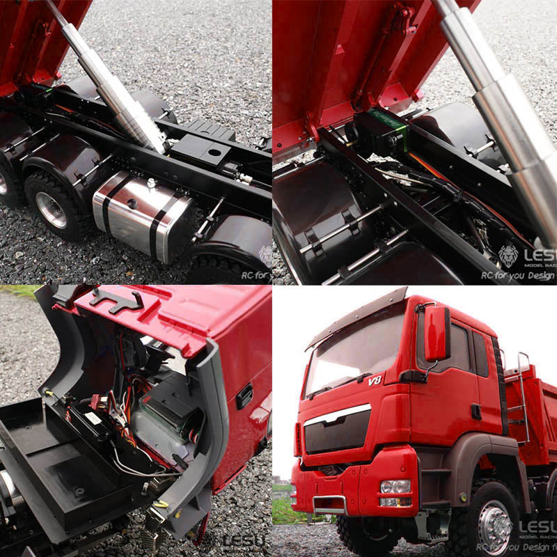 In Stock LESU 1/14 8*8 Hydraulic Painted RC Dumper Tipper For Truck Bucket Model W/ Motor ESC Servo Light Sound W/O Battery