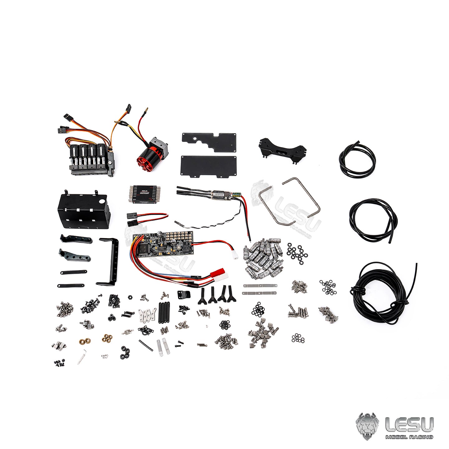 Metal Chassis Front Rear Axle Sway Bar Hydraulic Upgrade Kit Light System for LESU 1/14 RC Metal Light Truck U4023 AWD Off Road Model Car