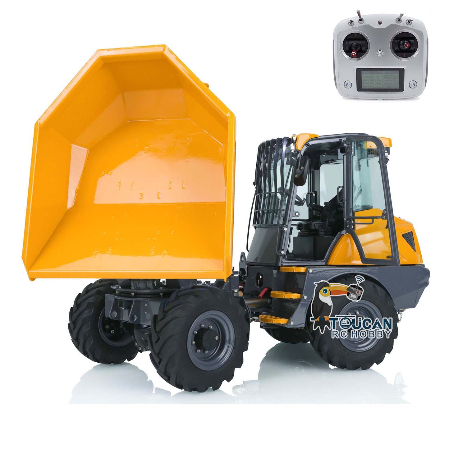 LESU 1/14 Scale AOUE 6MDX Metal Remote Controlled Hydraulic Articulated Dumper Truck 4X4 Tipper Car Construction Vehicle Motor