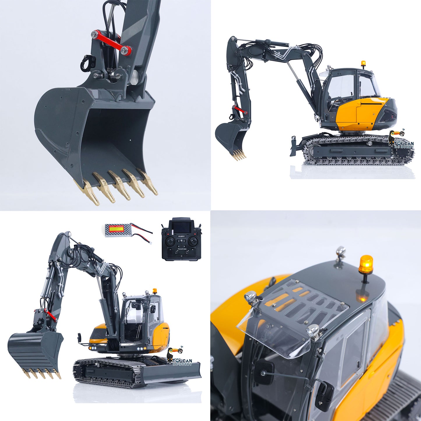 LESU 1/14 Metal RC Hydraulic Excavator MC15 RTR 4Arms Remote Control Digger 15MC 9 Valves Dual Pumps Light Sound PL18EV Lite