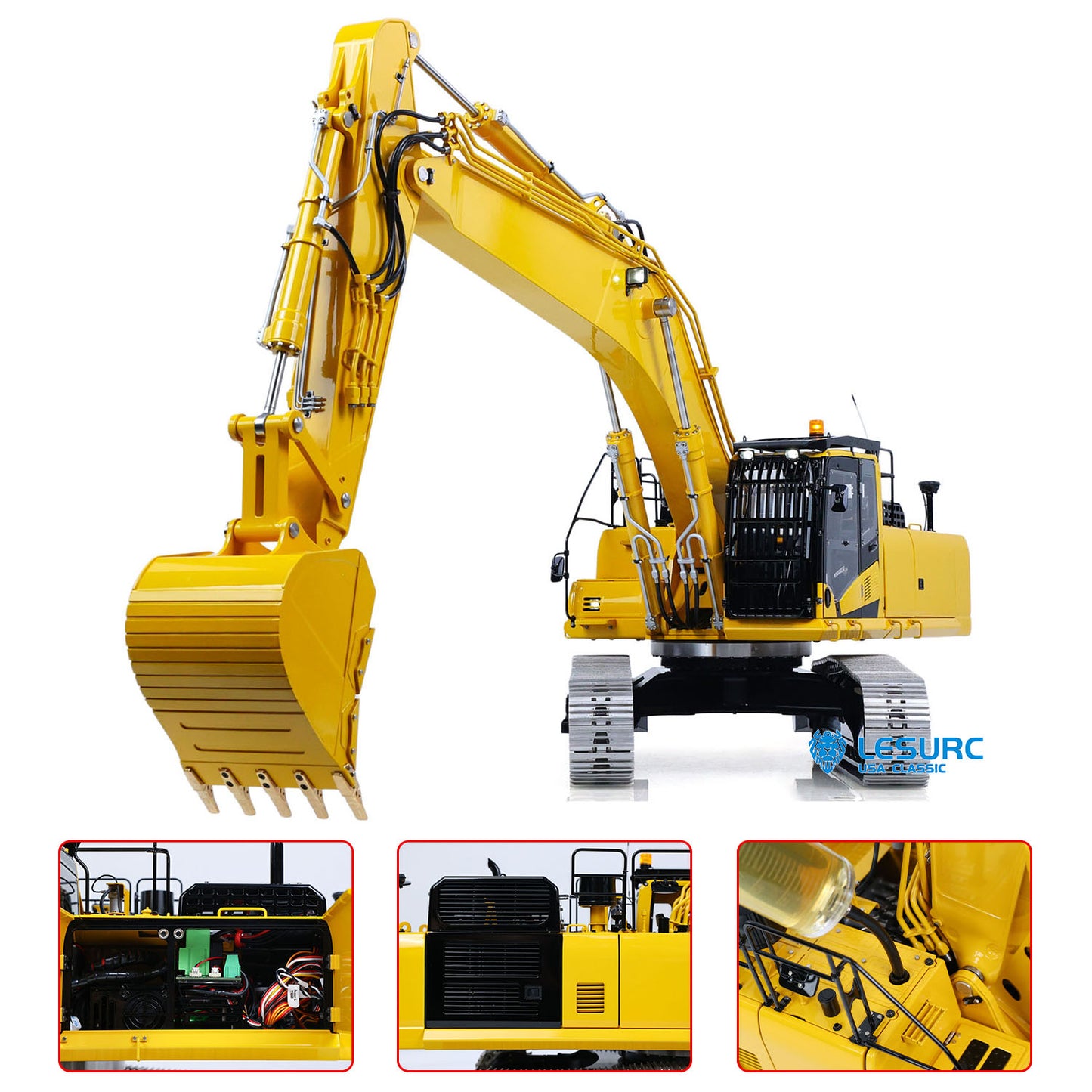 LIMITED-TIME SALE IN Stock LESU Aoue PC500 1/14 Metal RC Hydraulic Tracked Excavator RC Digger Model 7Ways Valve 3-4MAP Pump Light System Assembled