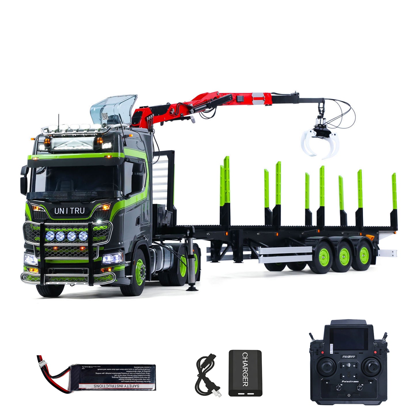 IN STOCK Toucan DIY 6X6 Metal Chassis 1/14 RC Tractor Truck 770S Hydraulic Crane Logging Trailer Emulated Vehicle Model PL18EVLite Radio Smoke