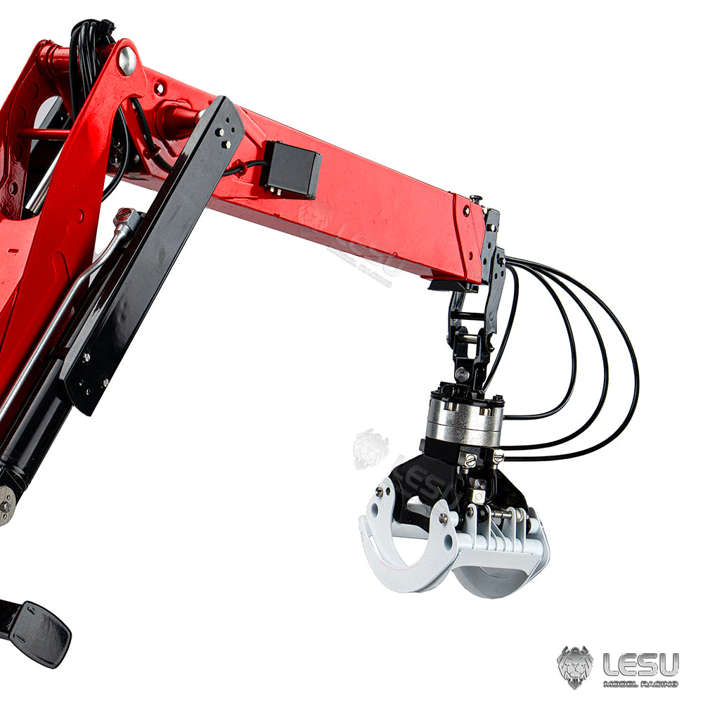 LESU 1/14 Metal RC Hydraulic Timber Crane Fly Jib 360 Degree Rotation 3-Stage Telescopic Arms for Remote Control Tractor Truck