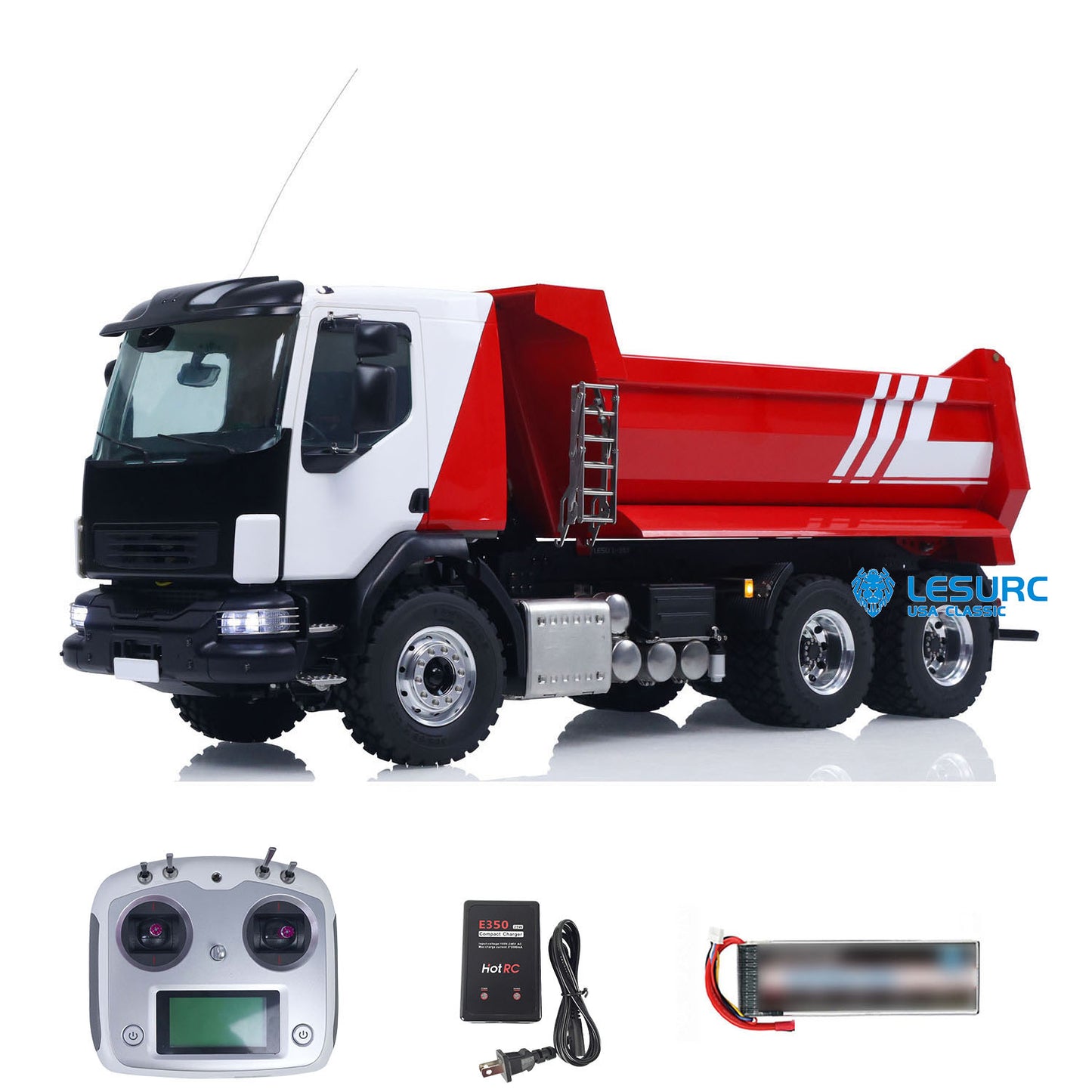 LESU Z0032 1/14 Metal 6x6 Hydraulic RC Dump Truck 2 Speed Transmission Differential Lock Axles Sound Light for Engineering Vehicle Enthusiast