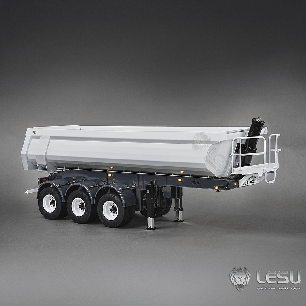 Metal LESU 3 Axles 1/14 Hydraulic Dump Trailer Model for RC Tractor Truck DIY TAMIYA With A0045 U-Bucket Electric Lifting Legs
